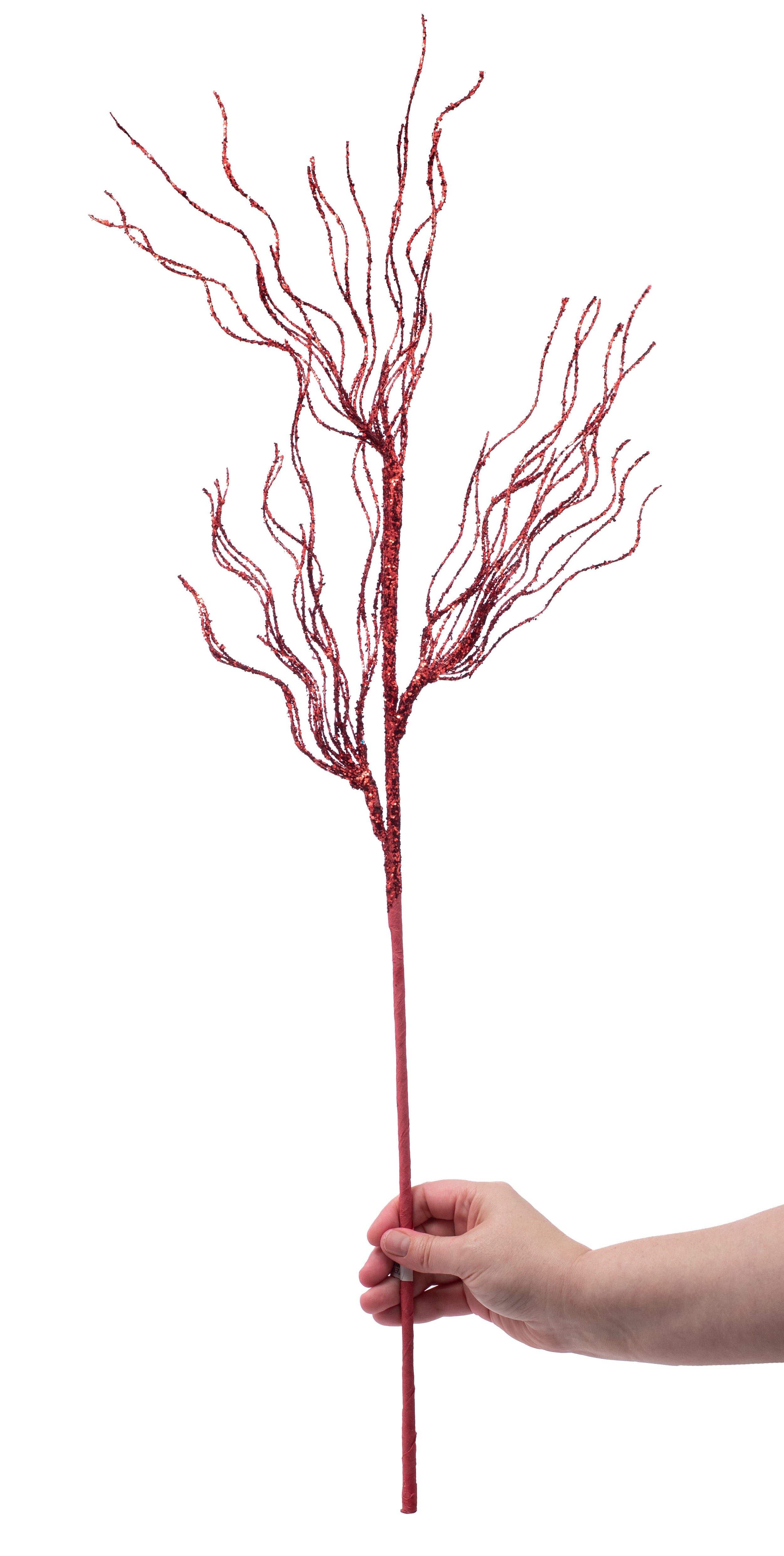 31" Glittered Spiral Pine Spray: Red detail photo 3