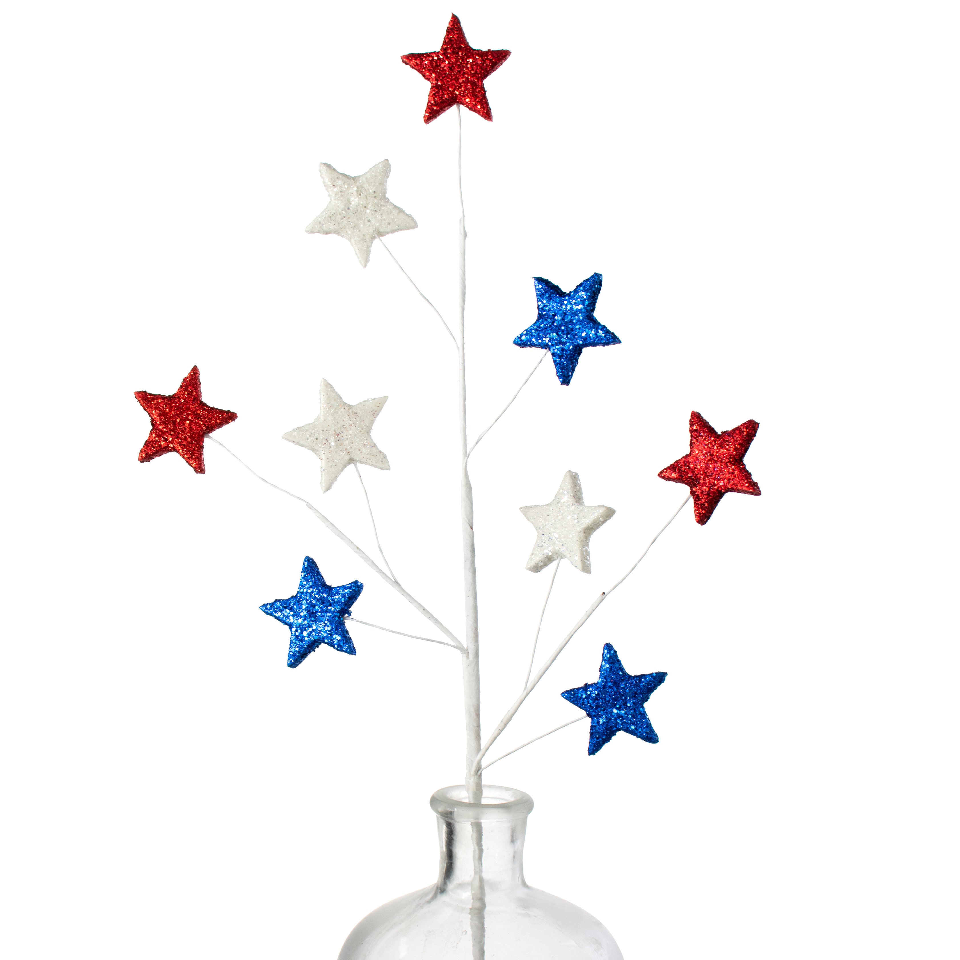 23" Glittered Star Spray: Red, White & Blue Item Number: HJ1072