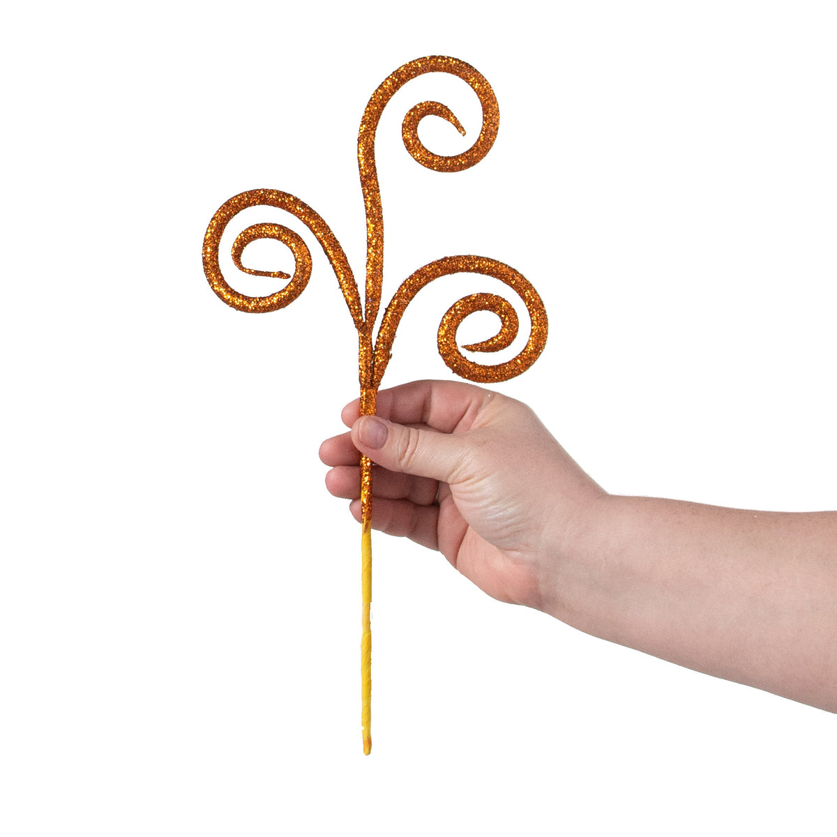 13" Glittered Swirl Pick: Orange Copper detail photo 3
