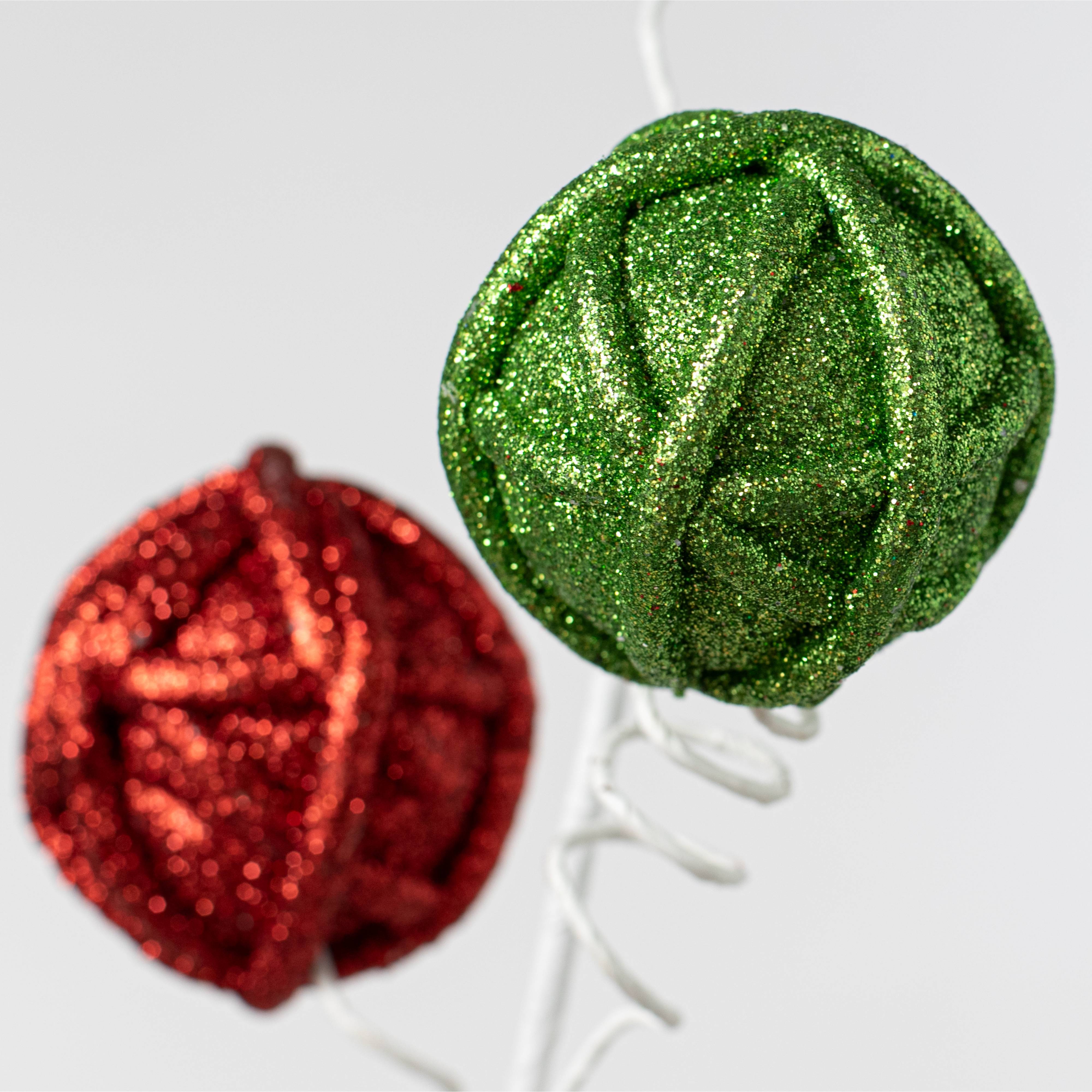 25" Glittered Twine Balls Spray: Red, White & Green Lifestyle Photo