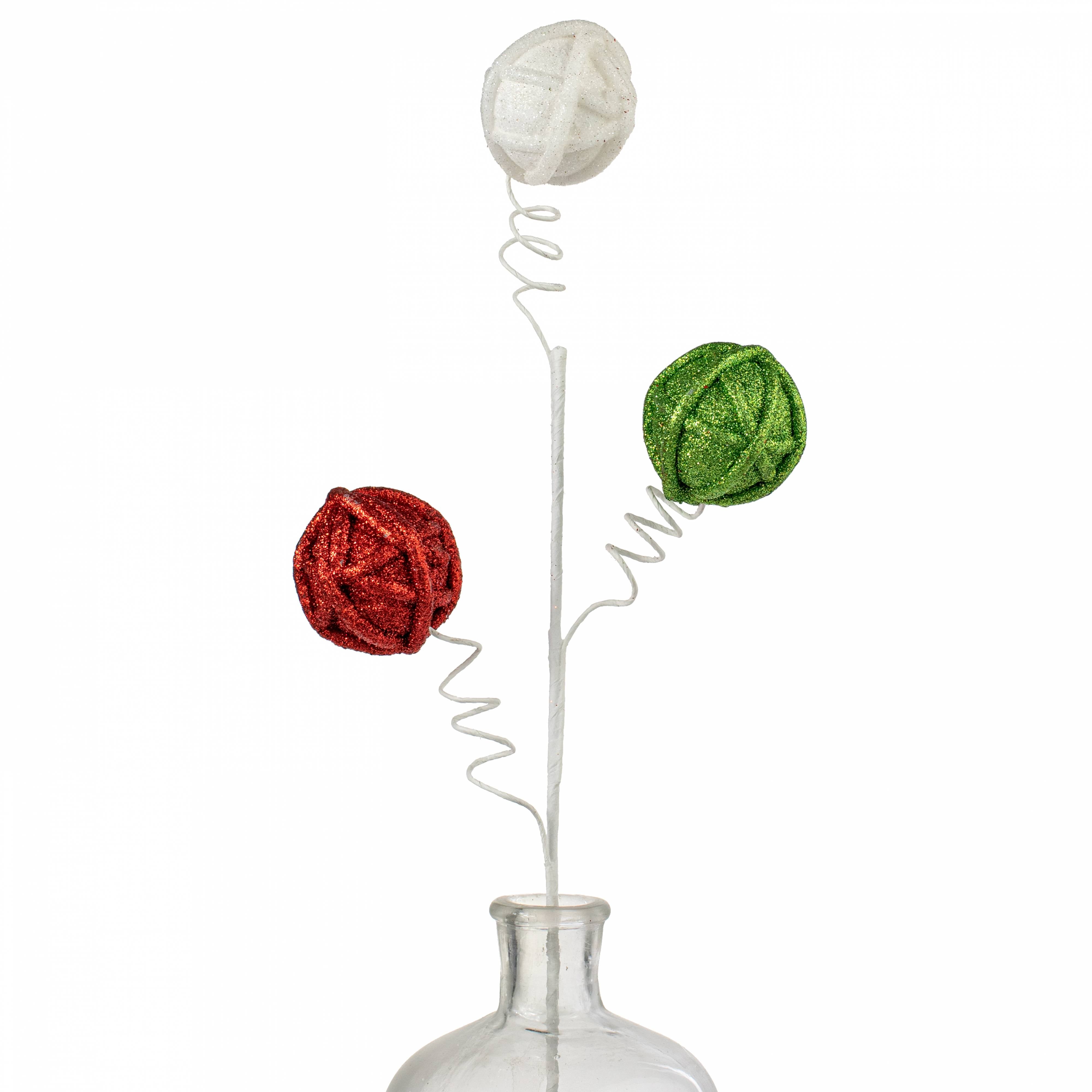 25" Glittered Twine Balls Spray: Red, White & Green Item Number: 64699