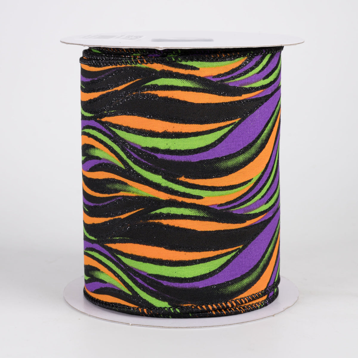 4" Glittered Wavy Stripes Ribbon: Purple & Lime Halloween (10 Yards) Item Number: RGF1938RW