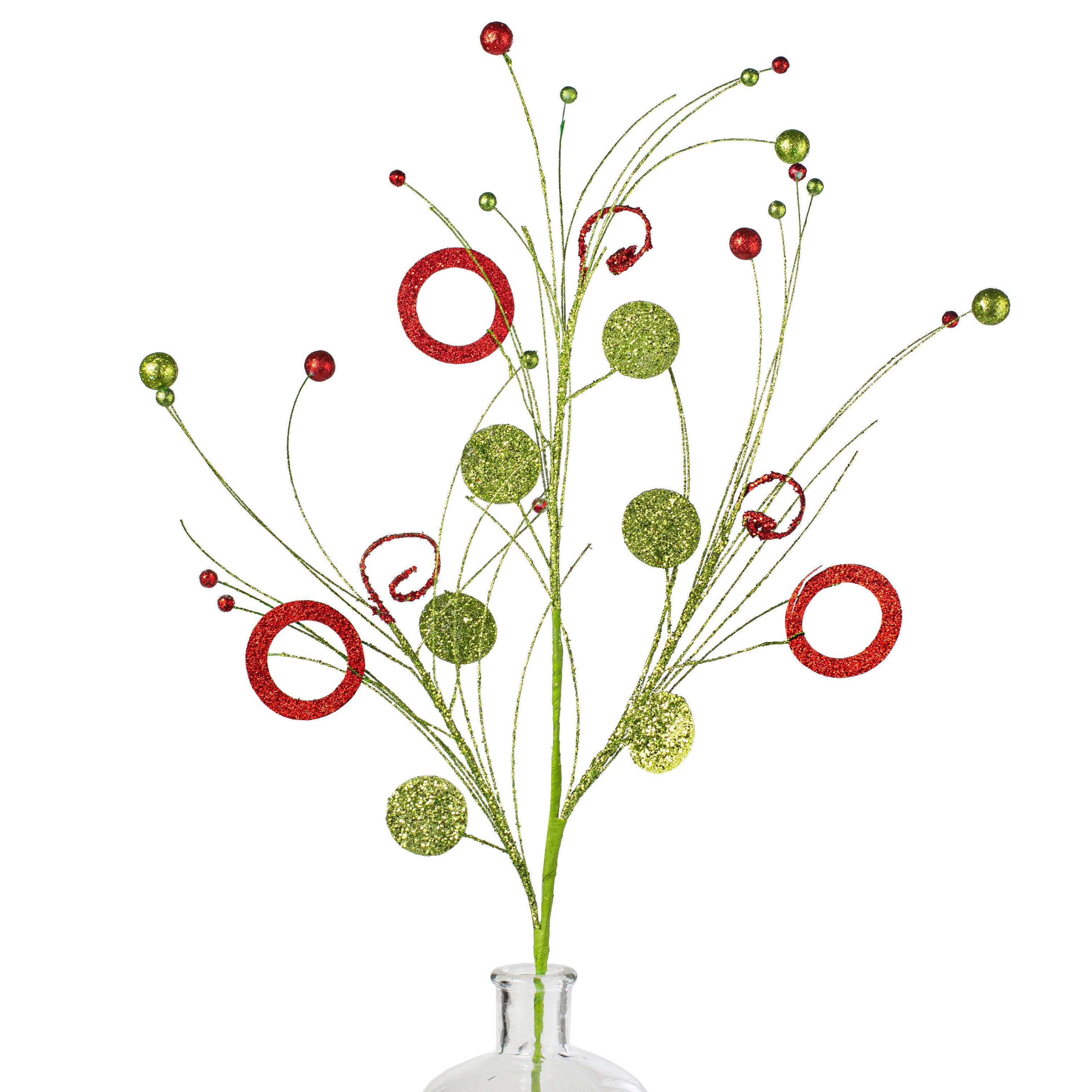 28" Glitzy Circle Ball Spray: Red & Lime Green Item Number: 89775RDGN