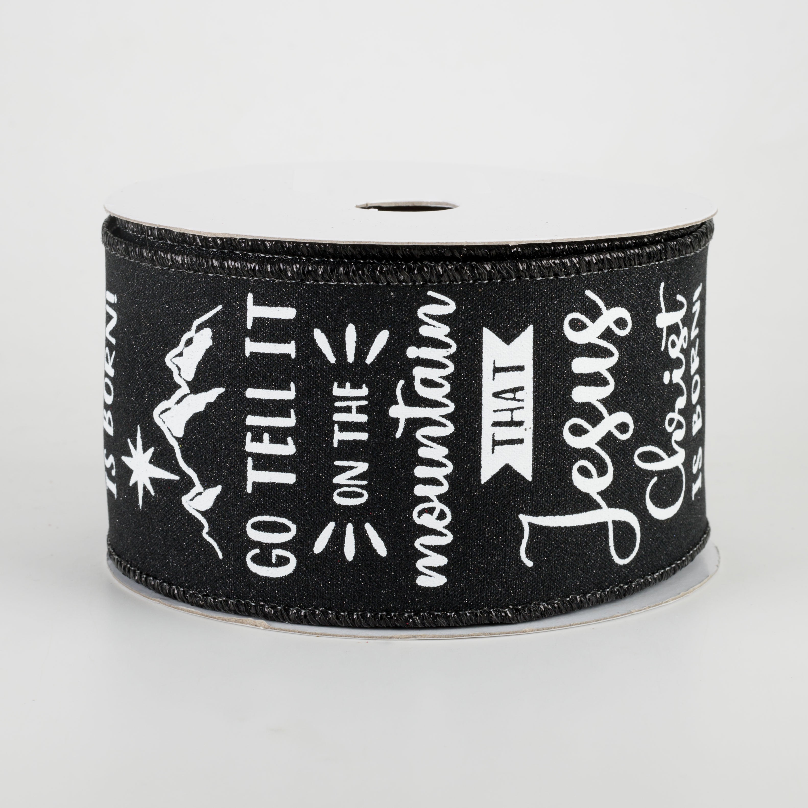 2.5" Go Tell It On the Mountain Ribbon: Black (10 Yards)