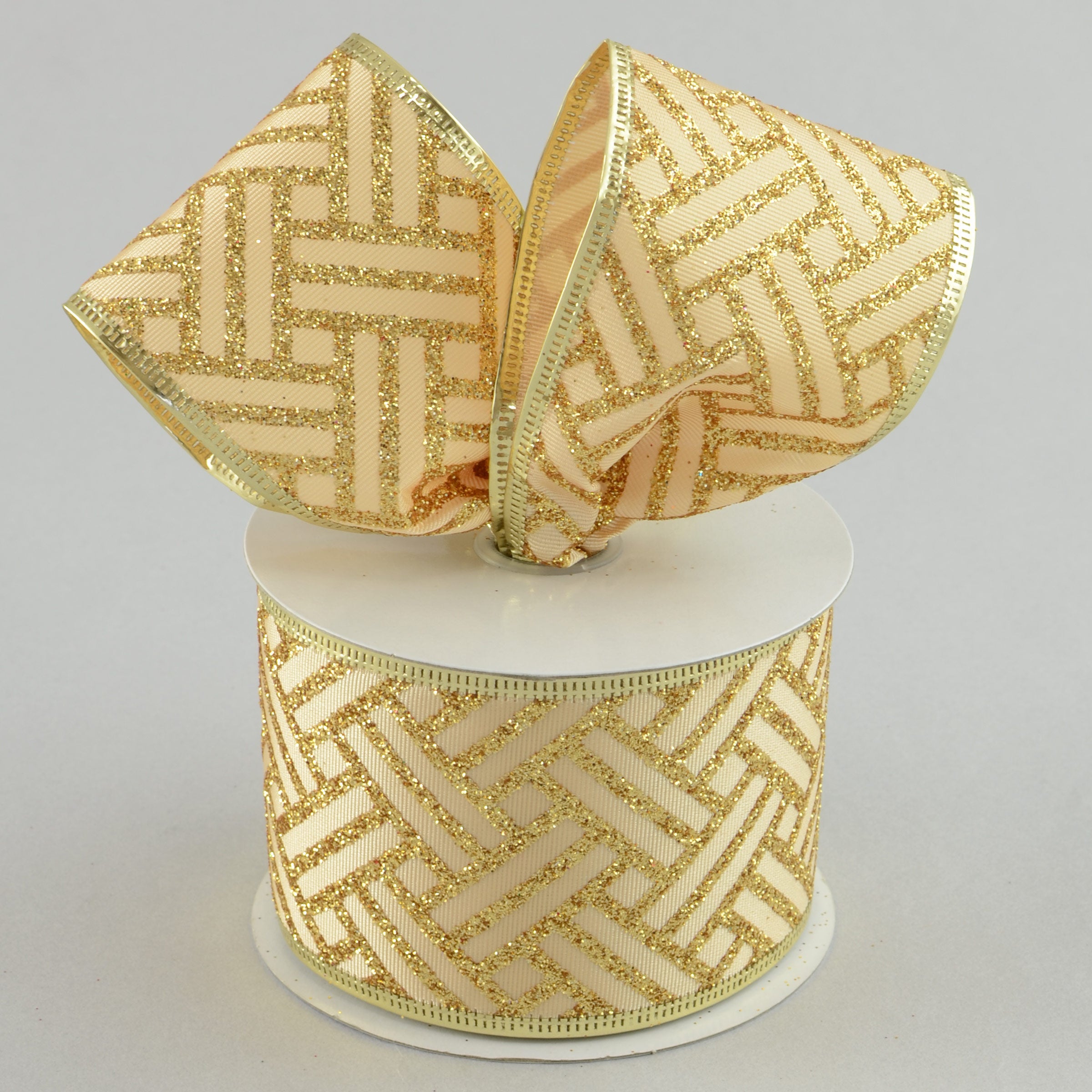 2.5" Gold Basketweave Glitter Ribbon (10 Yards) Lifestyle Photo