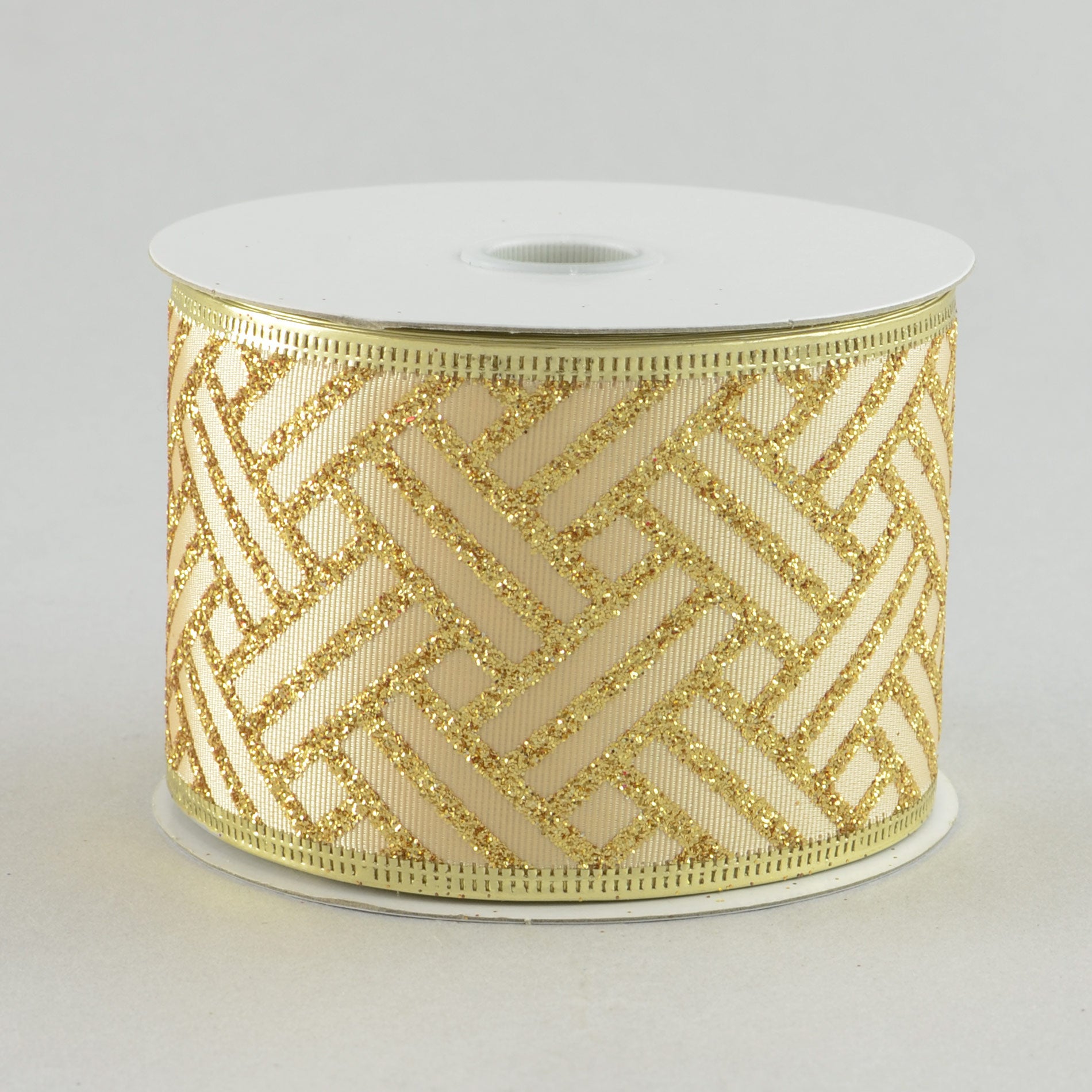 2.5" Gold Basketweave Glitter Ribbon (10 Yards)