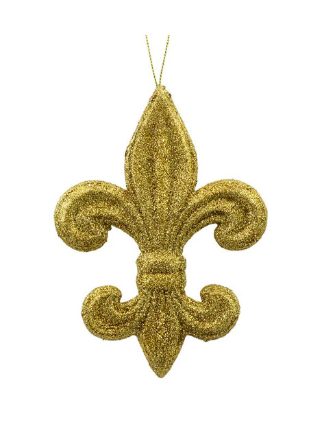 6" Gold Glitter Fleur de Lis Ornament Item Number: MZ166508