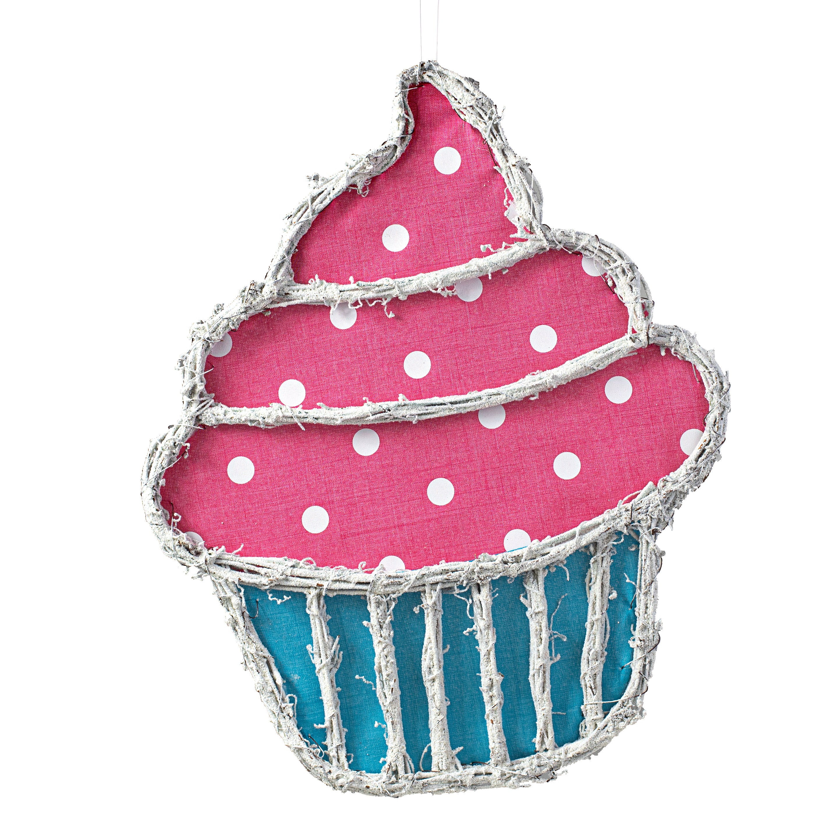 21" Grapevine Hanger: Hot Pink, Turquoise, White Cupcake Item Number: KG3070