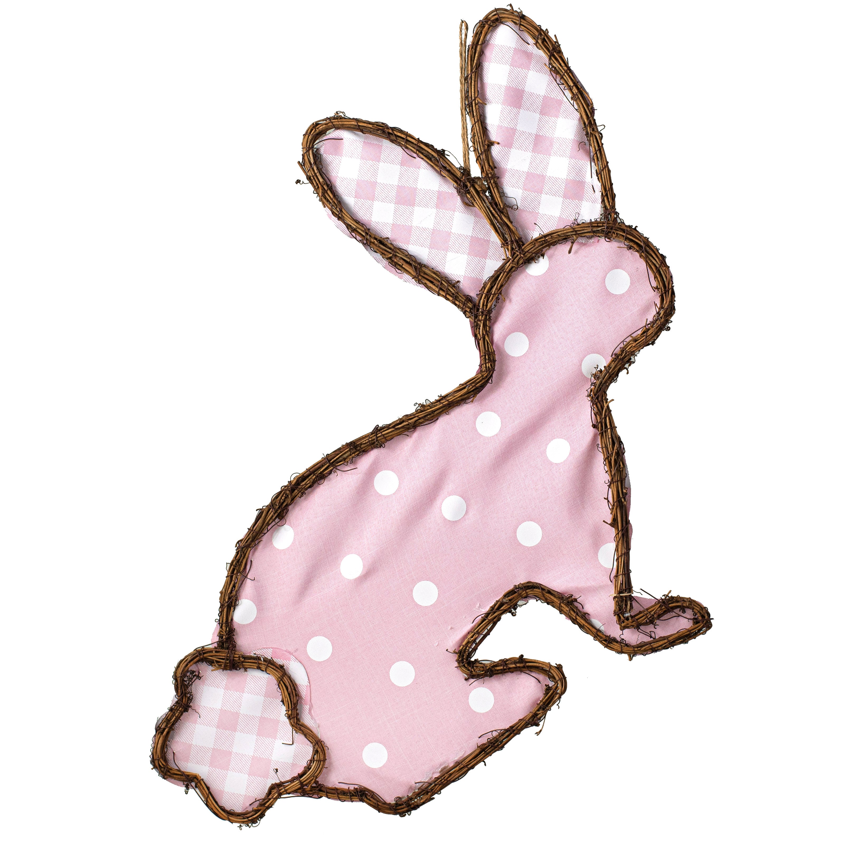 21" Grapevine Hanger: Pink Polka Dot Bunny Rabbit Item Number: KG307315