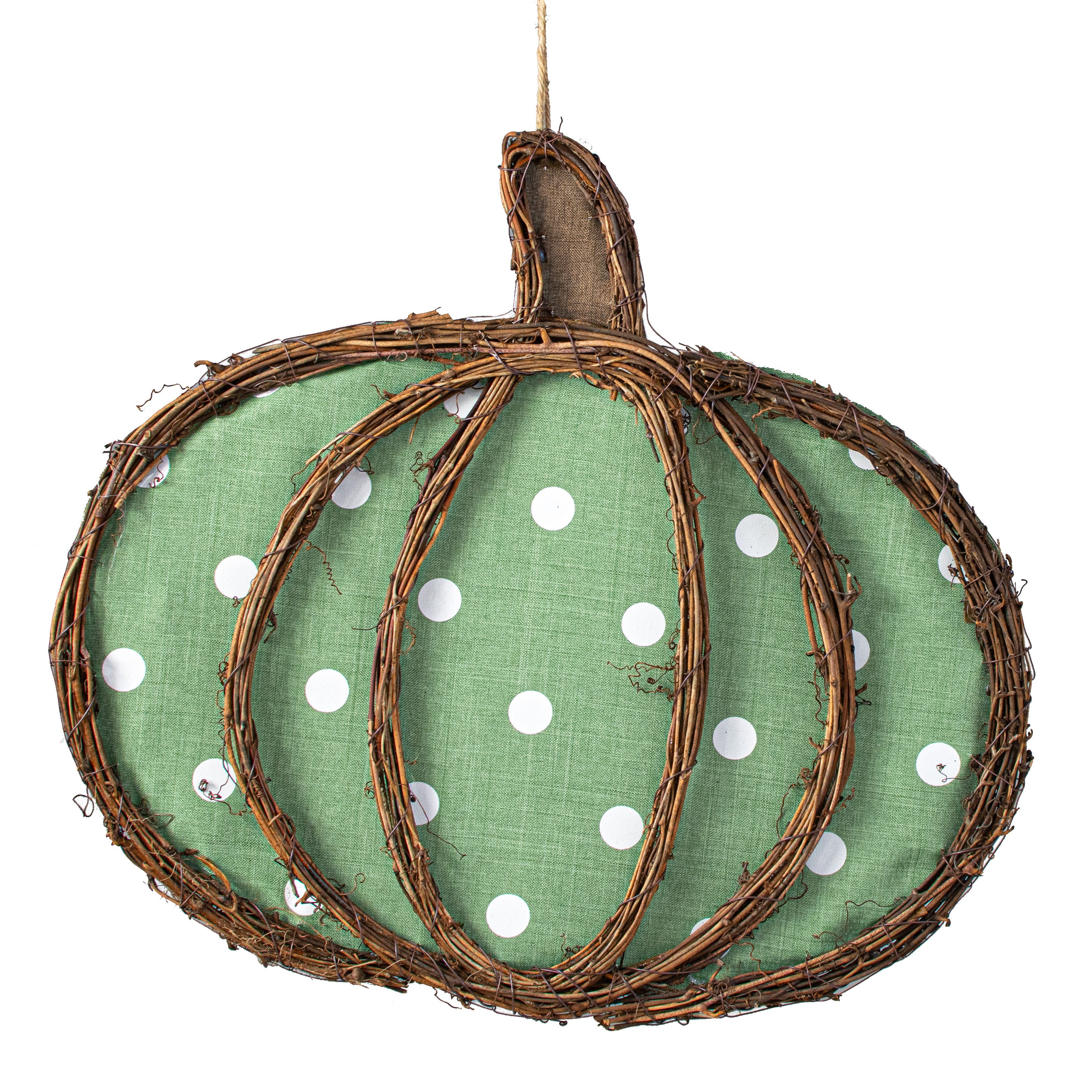 17" Grapevine Hanger: Sage Green Pumpkin Item Number: KG305234