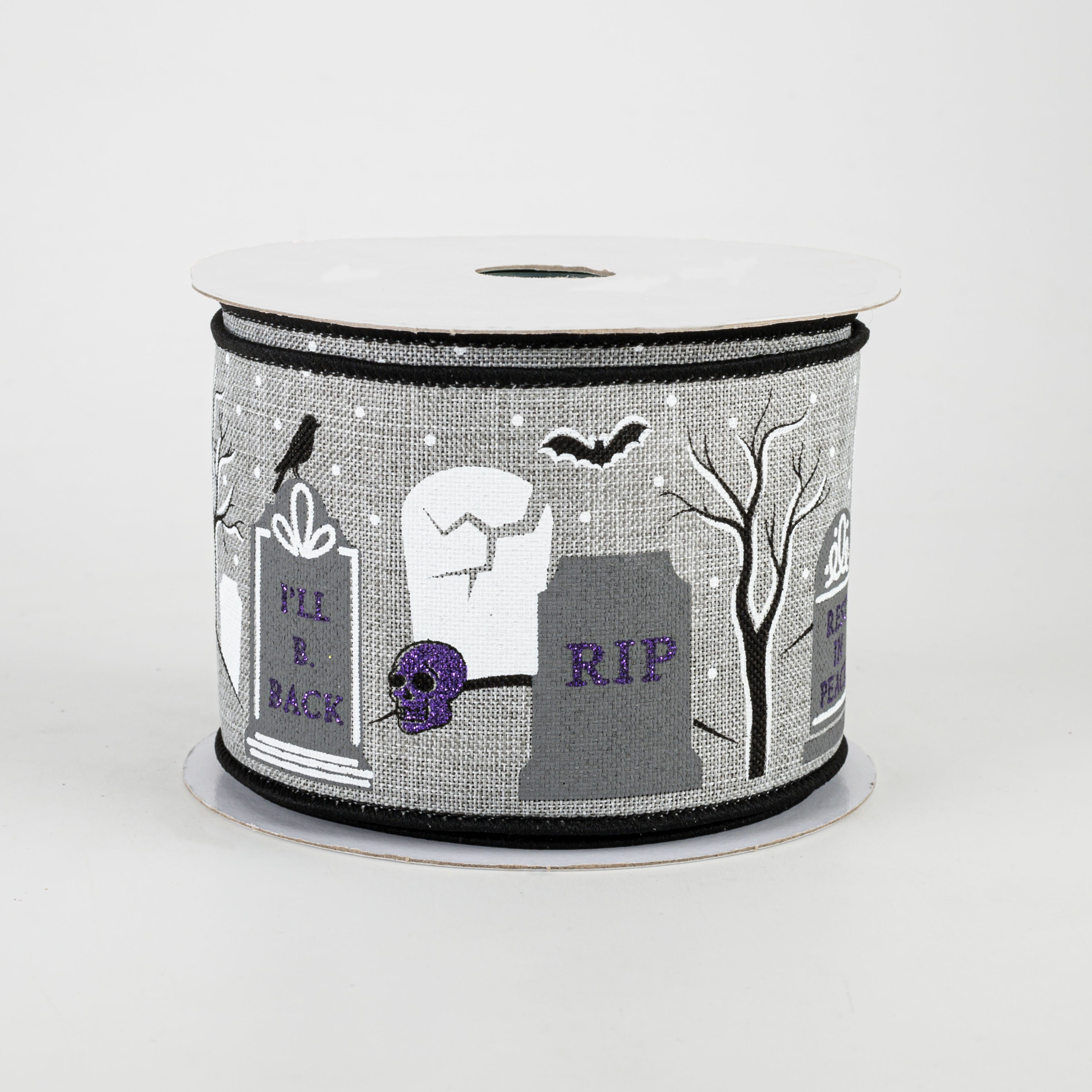 2.5" Graveyard Ribbon: Light Grey (10 Yards)