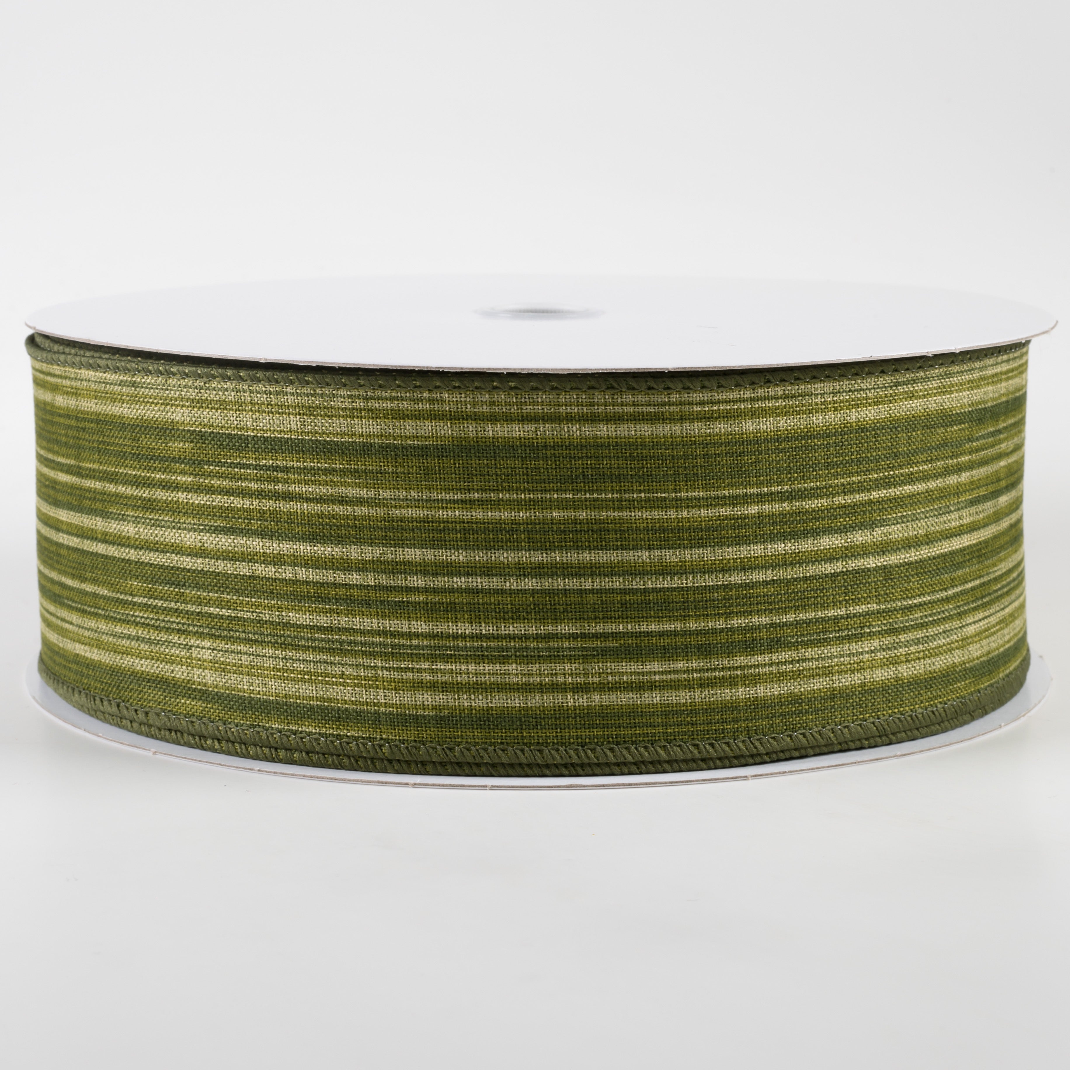 2.5" Green Leaf Stripes Ribbon (50 Yards)