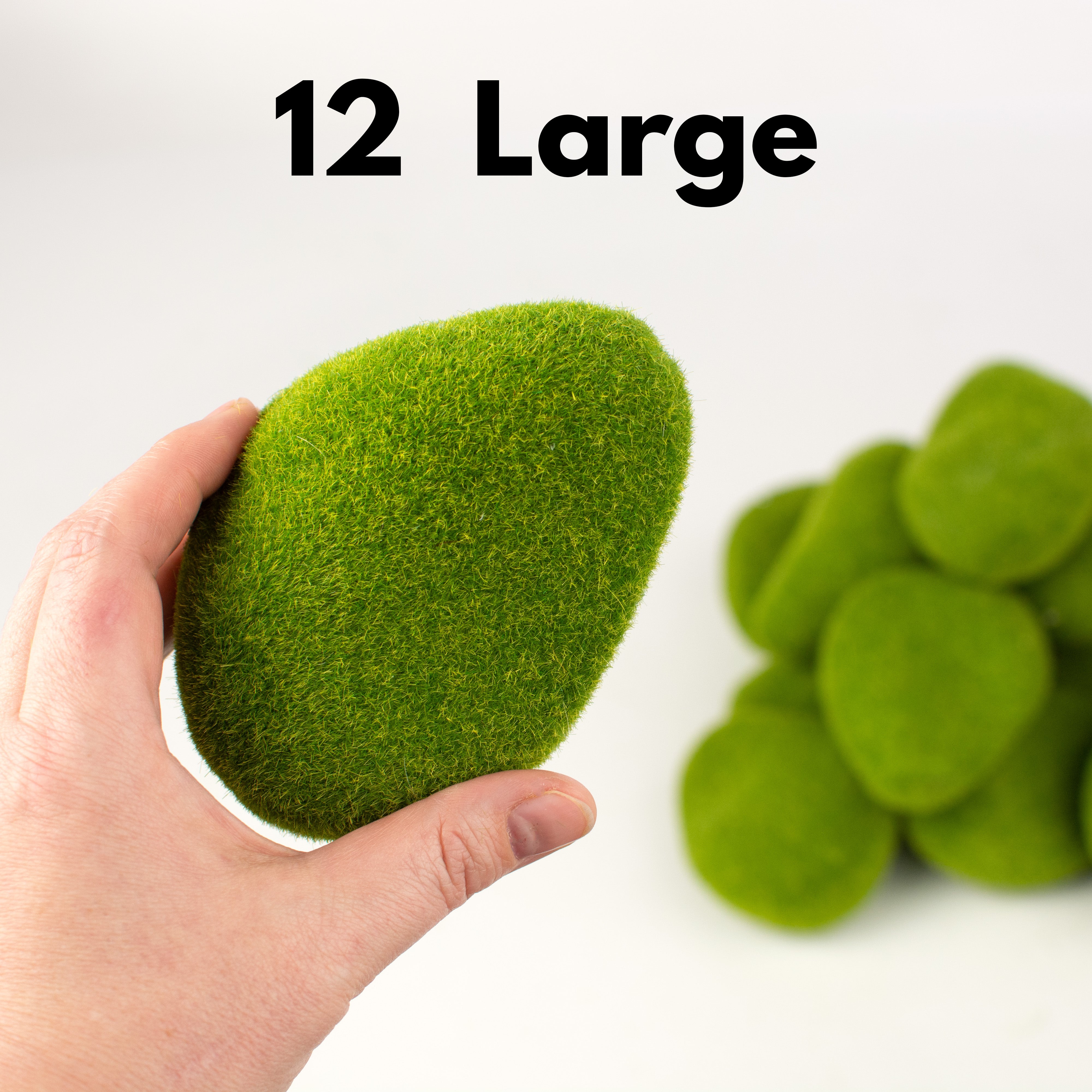 2.5"-4.5" Green Moss Covered Stones (3 Sizes, Bag of 36) detail photo 3