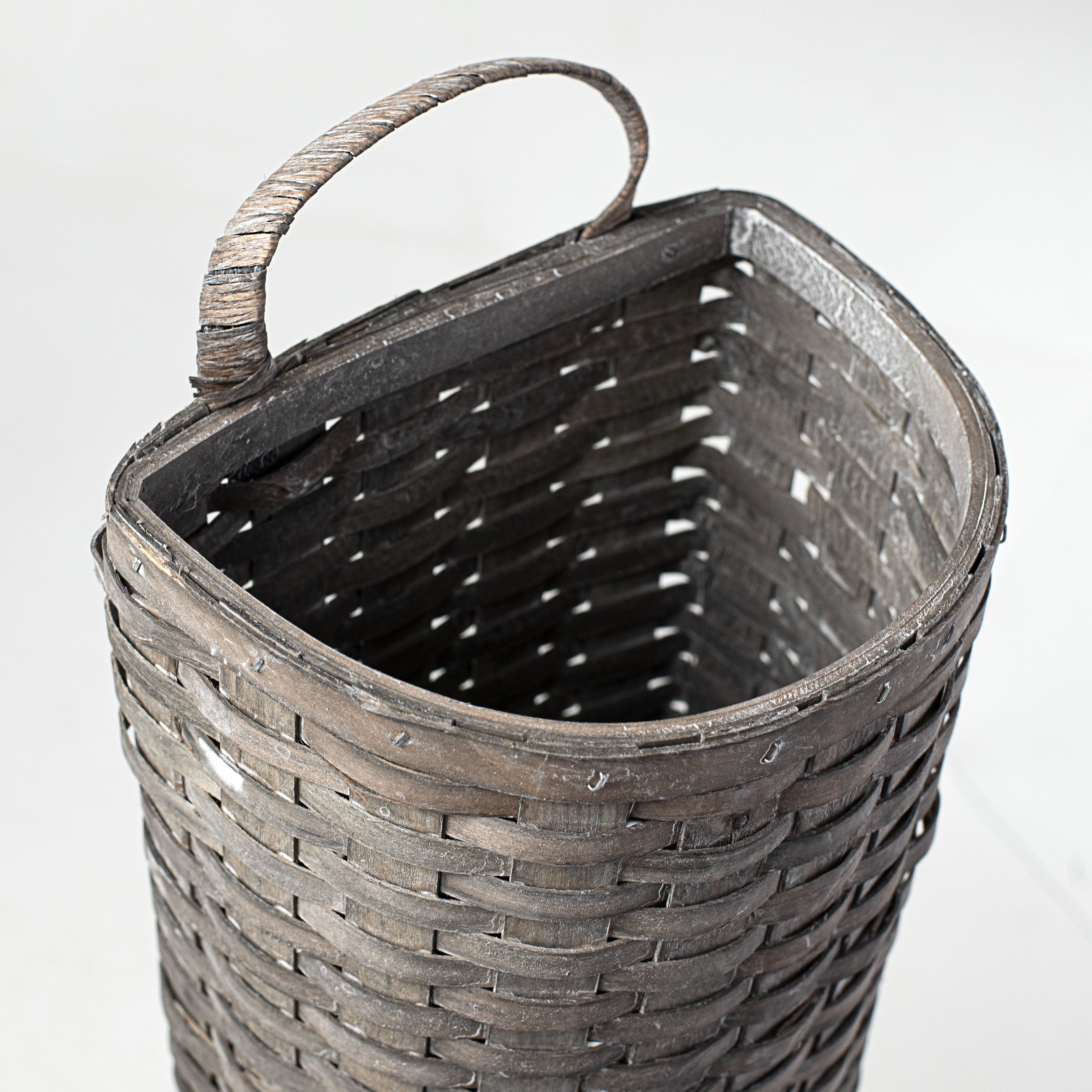 14" Half Moon Woven Wall Basket: Grey Wash detail photo 4