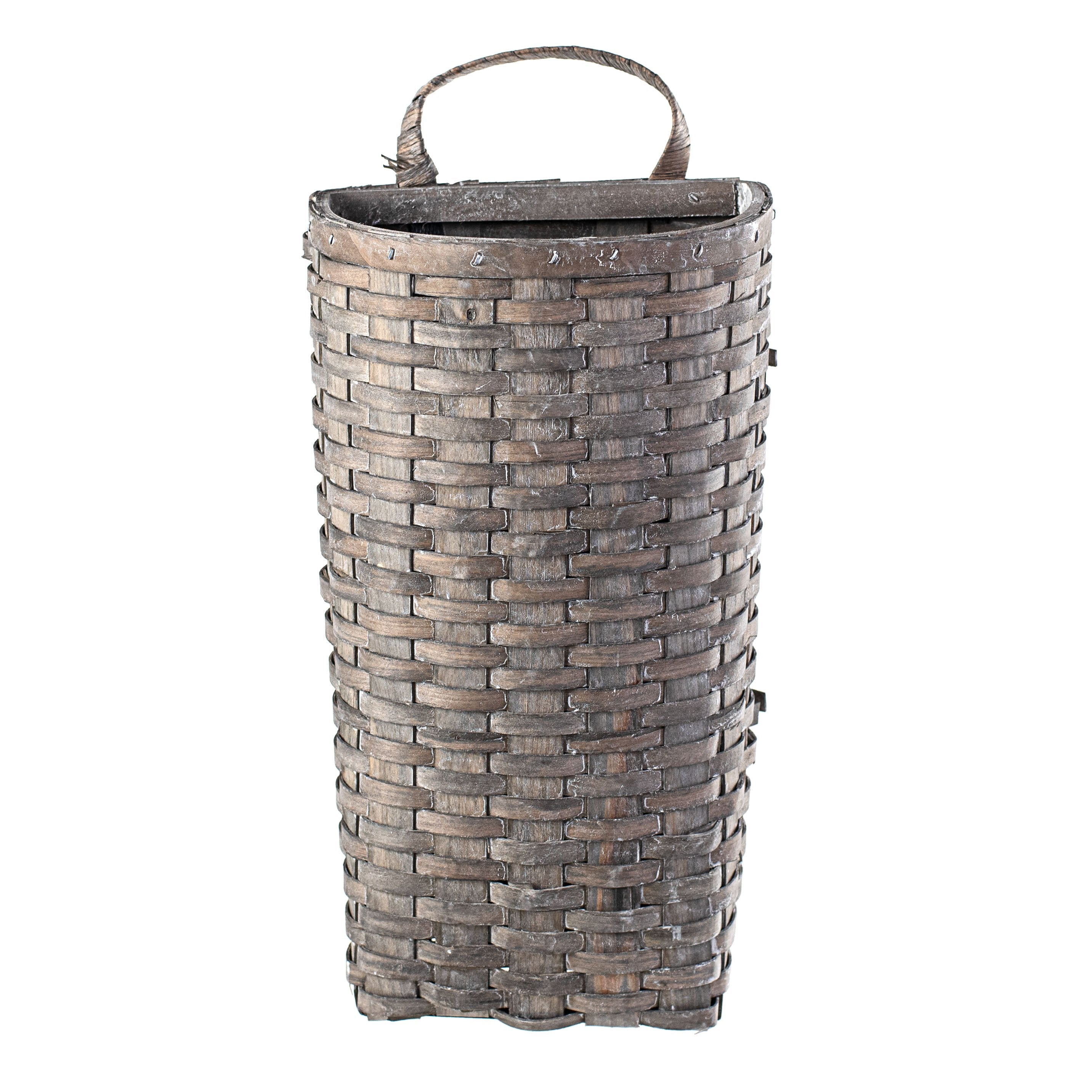 14" Half Moon Woven Wall Basket: Grey Wash Item Number: M10531