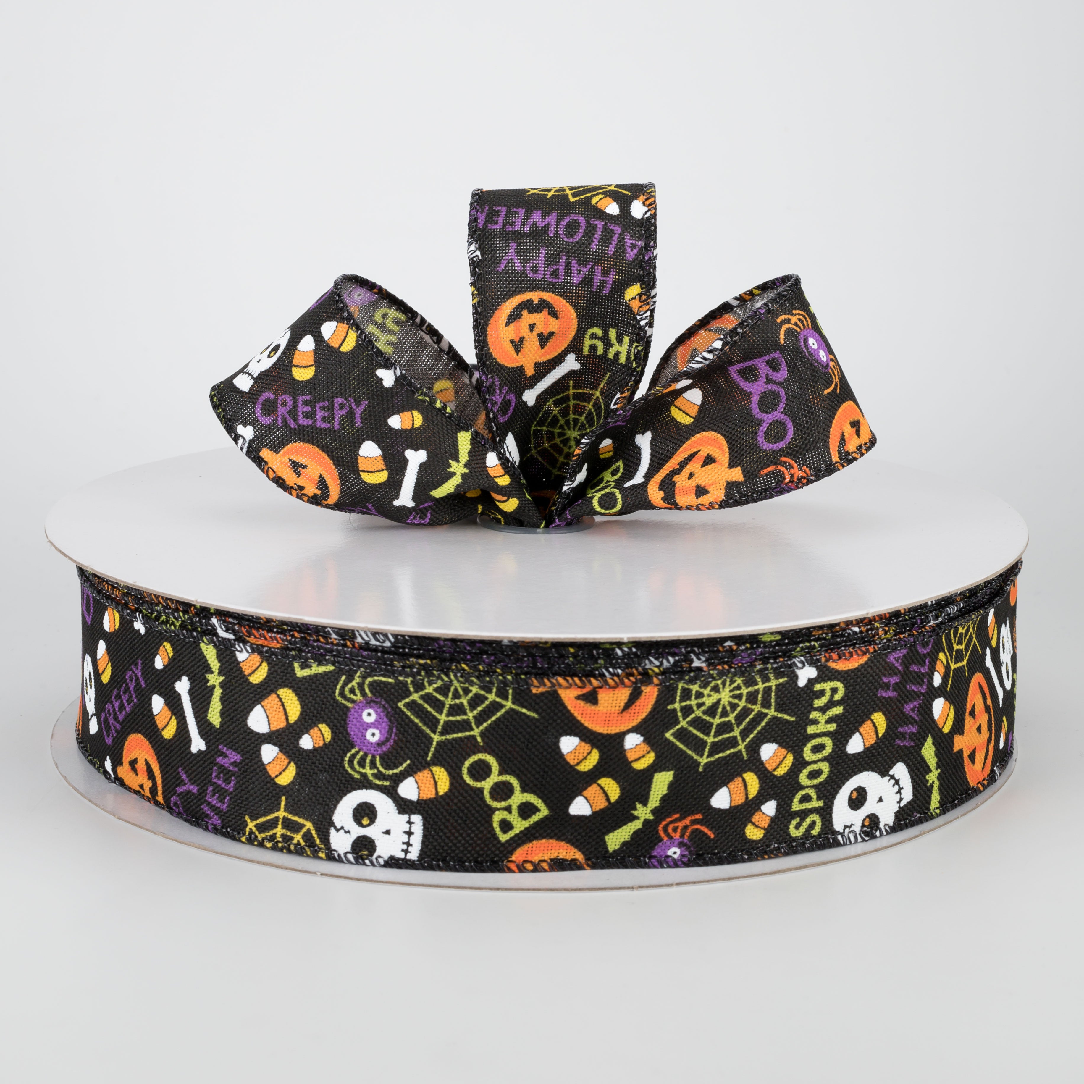 1.5" Halloween Fun Ribbon: Black (50 Yards) Lifestyle Photo