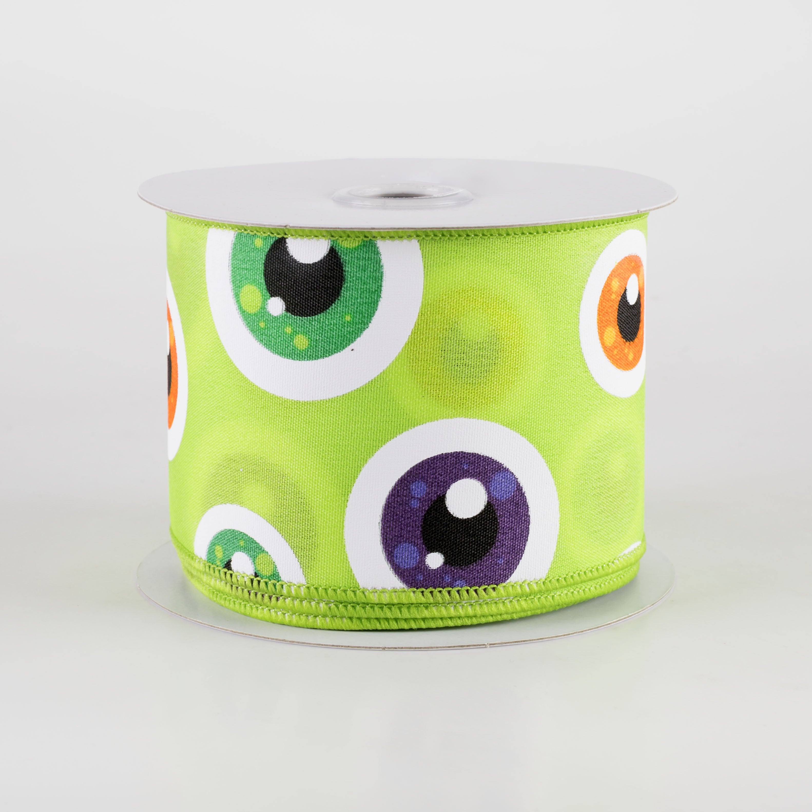 2.5 Halloween Google Eyeballs Ribbon: Lime Green (10 Yards)