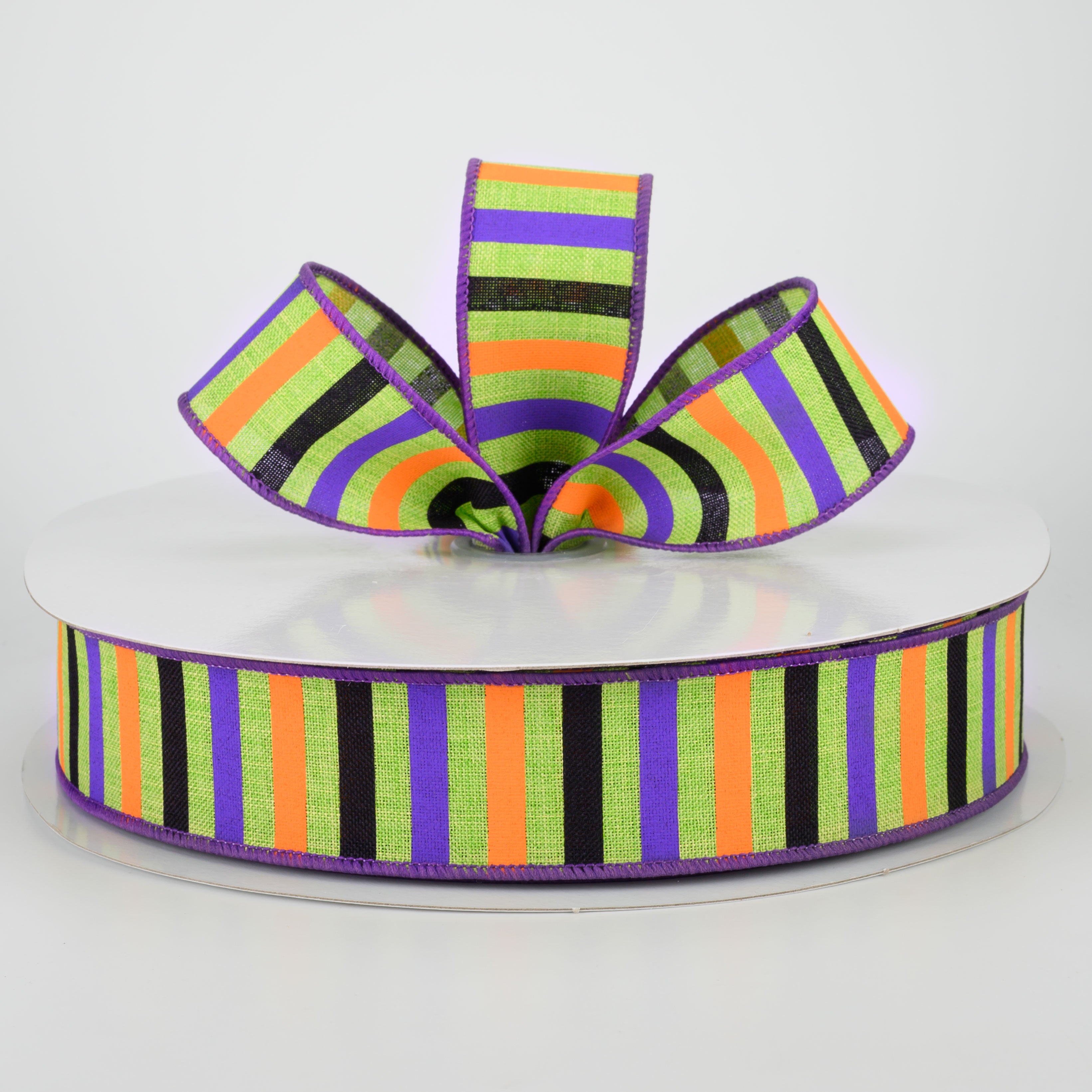 1.5" Halloween Horizontal Stripe Ribbon: Lime (50 Yards) Lifestyle Photo
