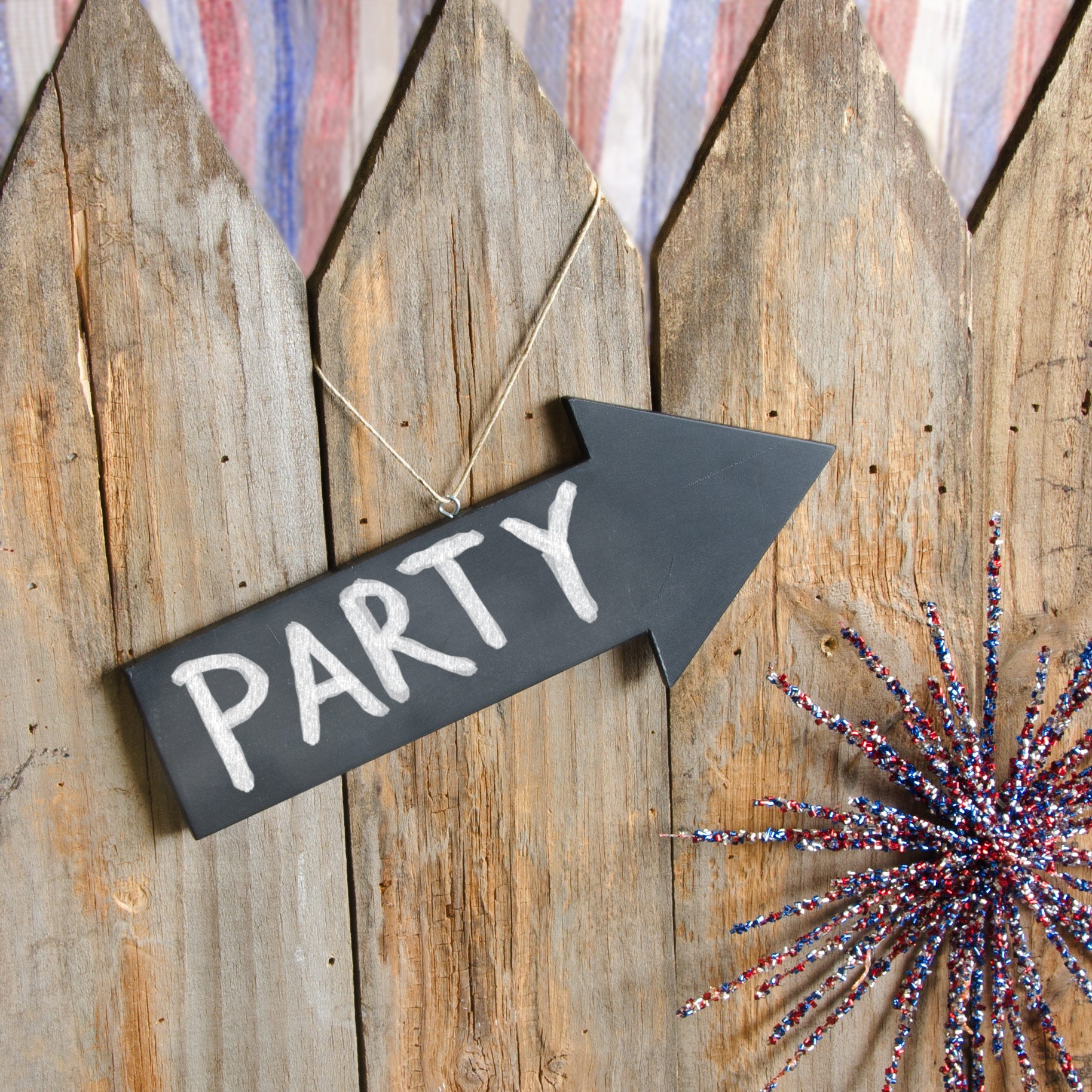 Hanging Black Chalkboard Arrow Sign (12" x 5") Lifestyle Photo
