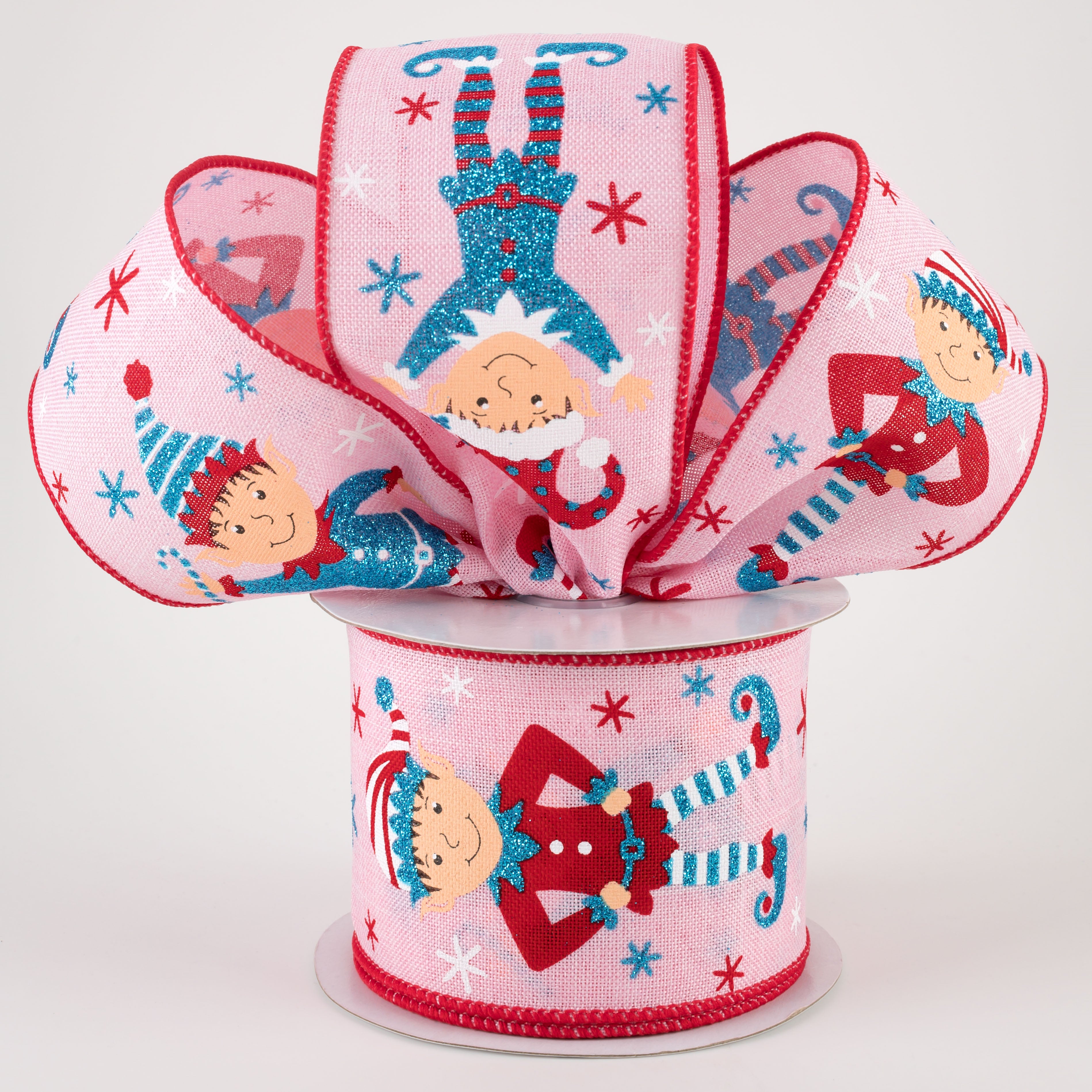 2.5" Happy Elves Ribbon: Light Pink (10 Yards) Lifestyle Photo