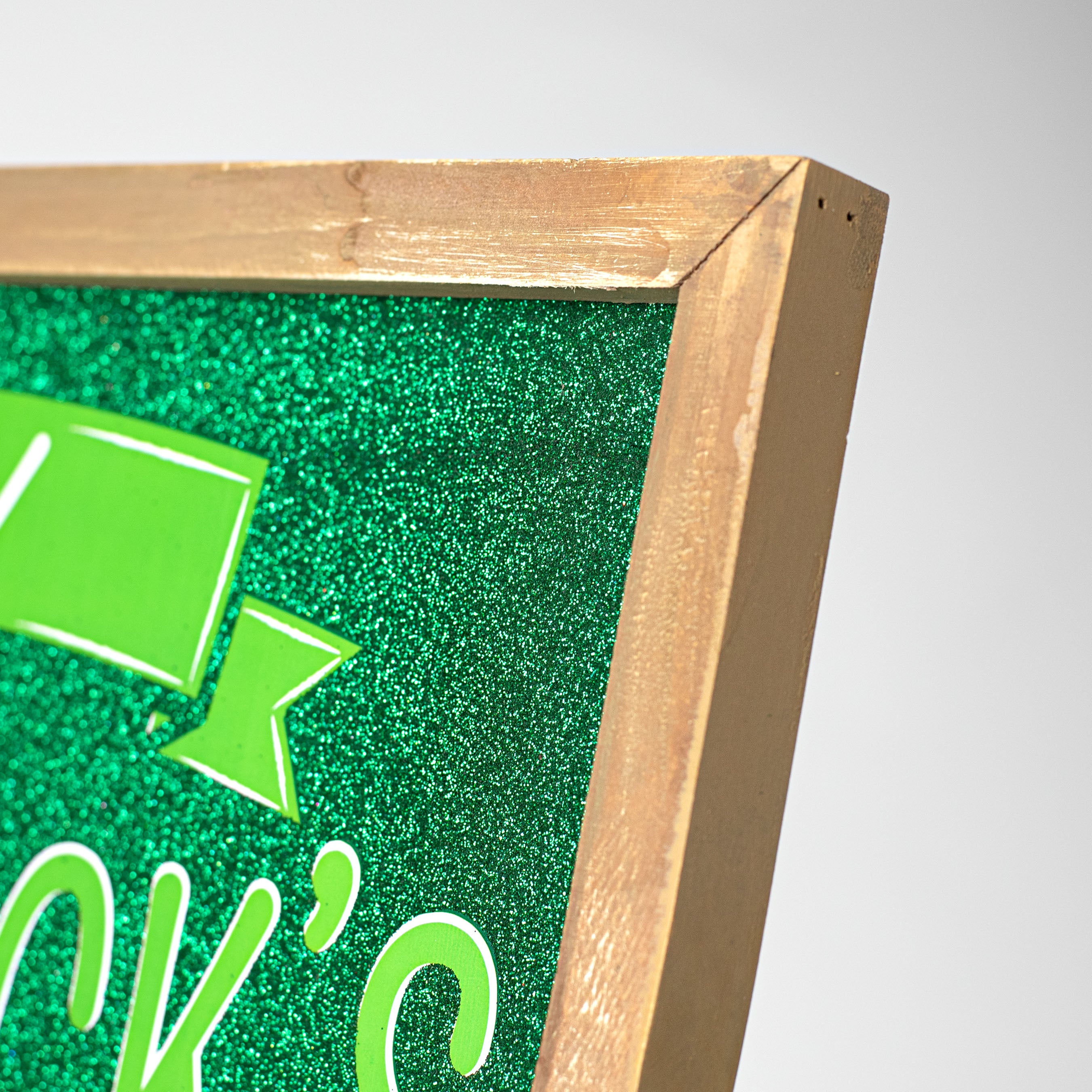 19" Happy St. Patrick's Glitter Framed Sign detail photo 3