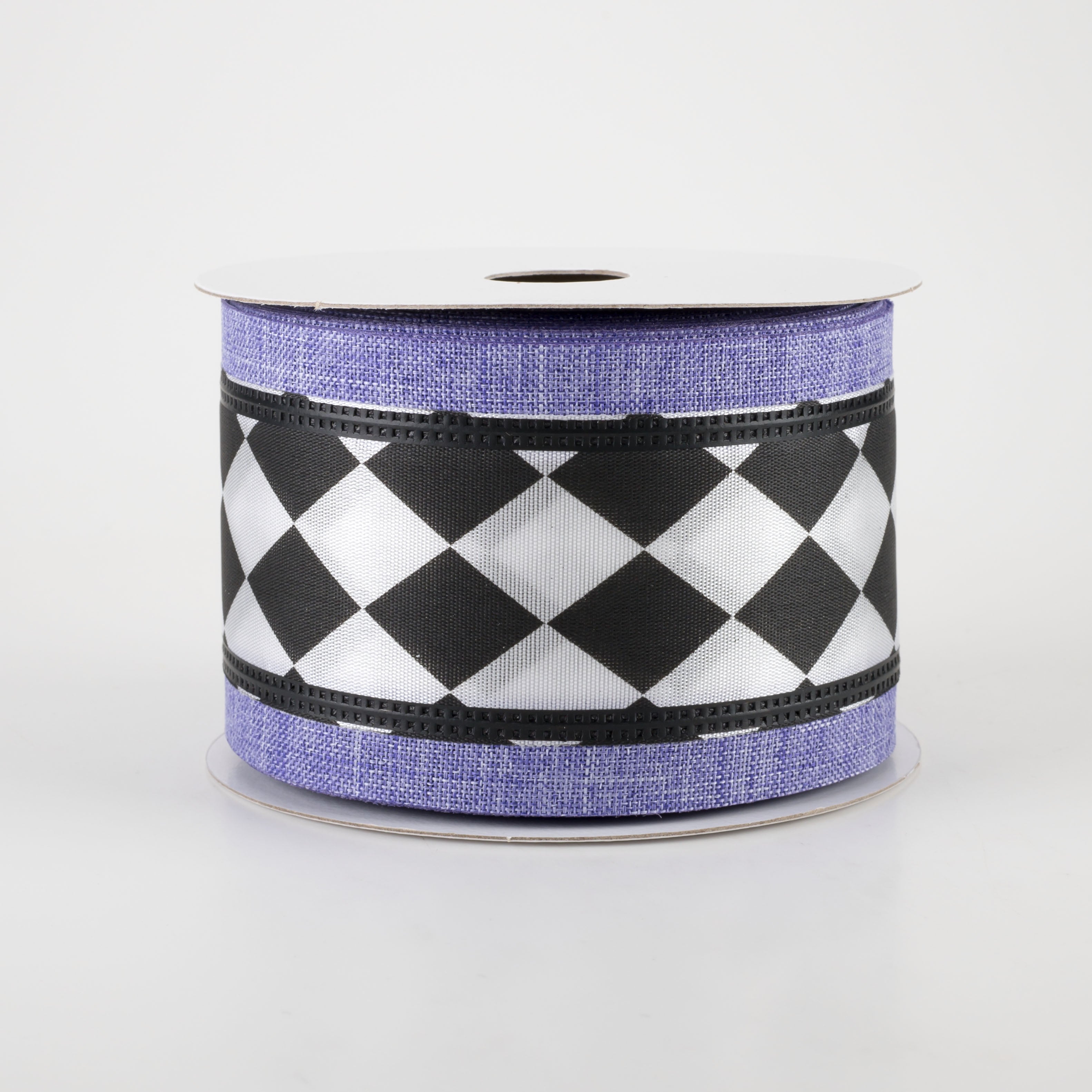 2.5" Harlequin Center & Linen Edge Ribbon: Lavender (10 Yards)