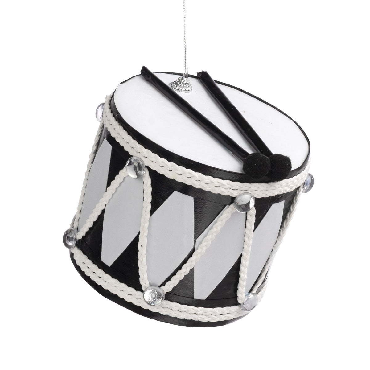 6" Harlequin Drum Ornament: Black & White Item Number: 86647BKWT