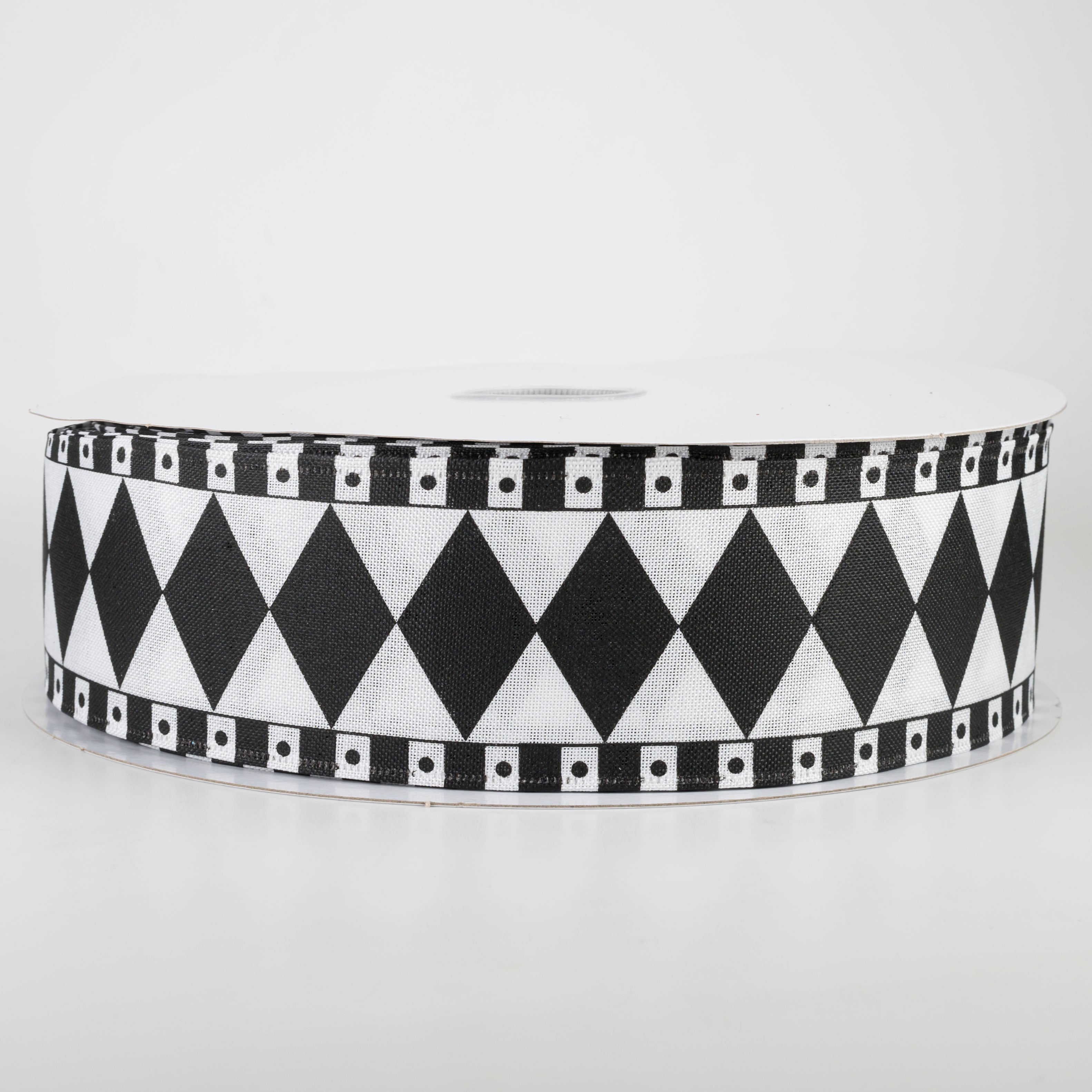2.5" Harlequin Fun Diamond Ribbon: Black & White (50 Yards) Item Number: 845-40-146