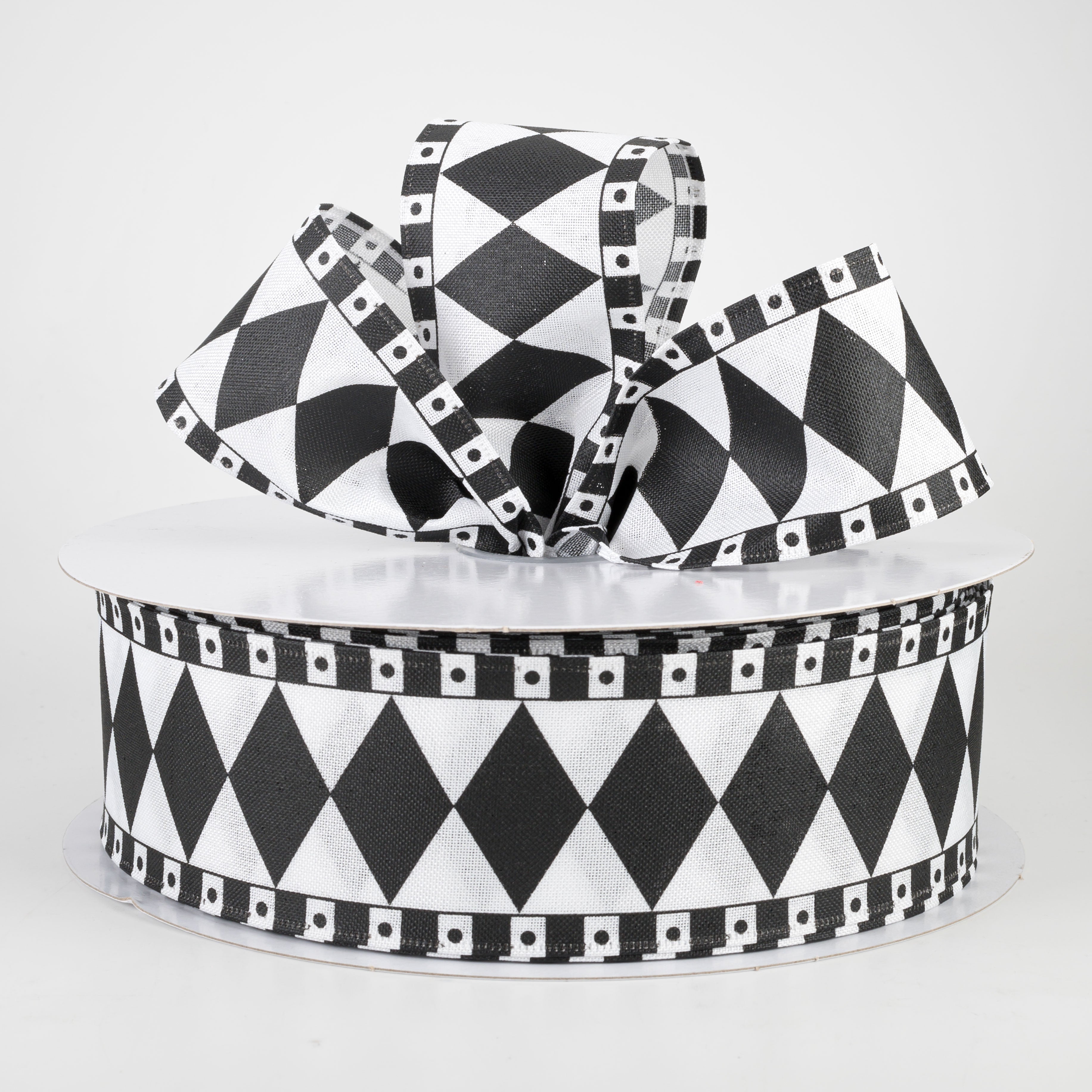2.5" Harlequin Fun Diamond Ribbon: Black & White (50 Yards) Lifestyle Photo