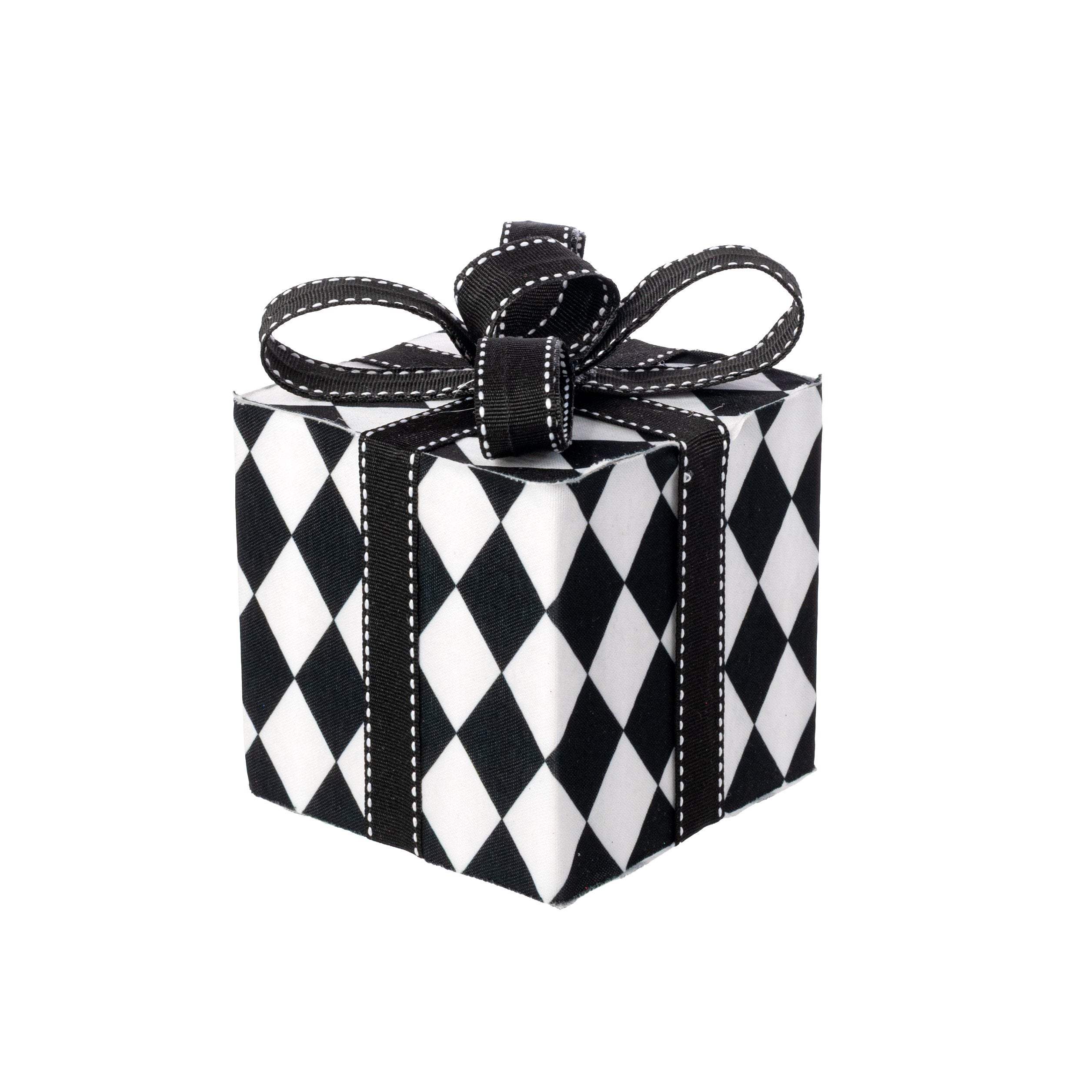 6" Harlequin Gift Box Decor: Black & White Item Number: 86702BKWT
