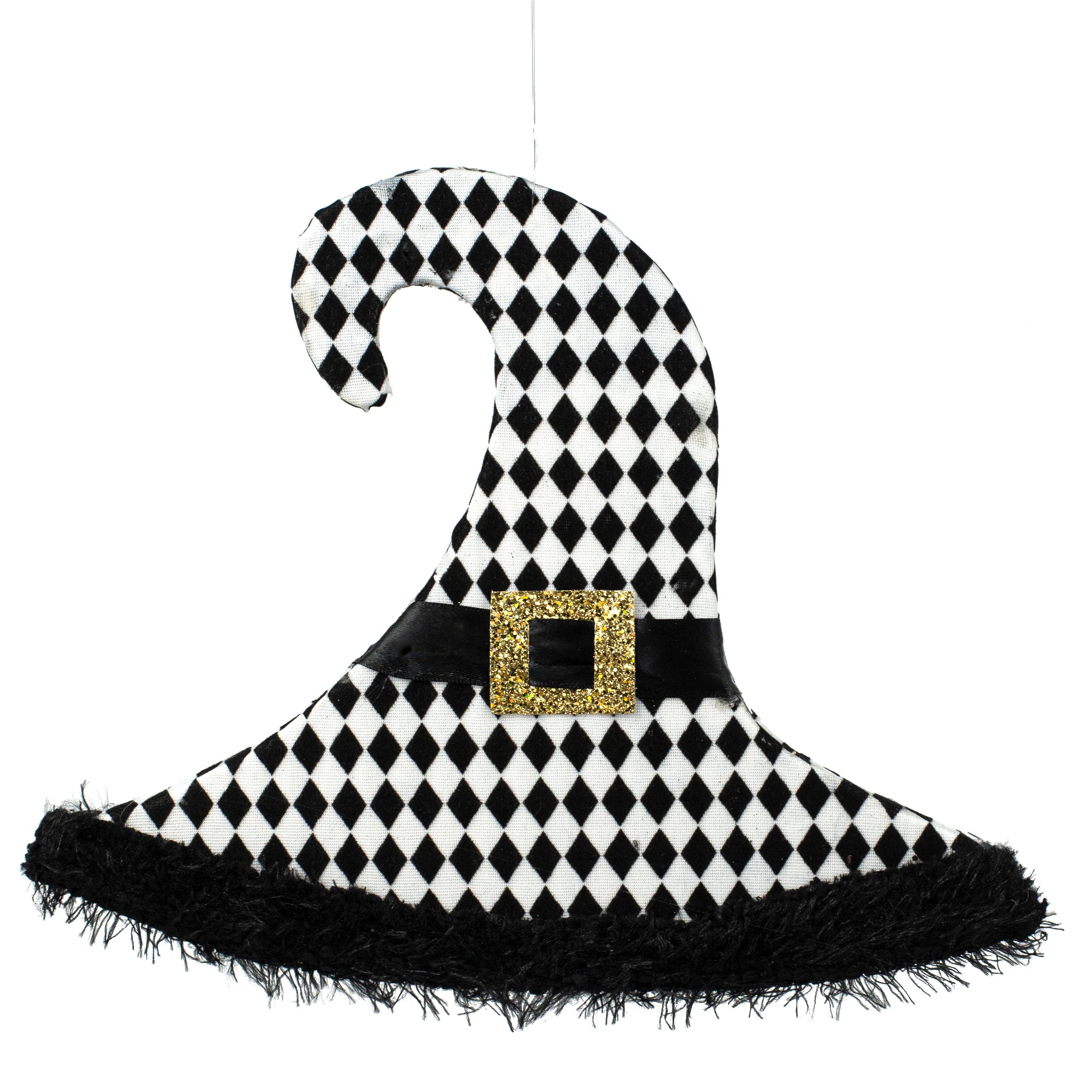 12" Harlequin Witch Hat Ornament Item Number: 56409BKWT