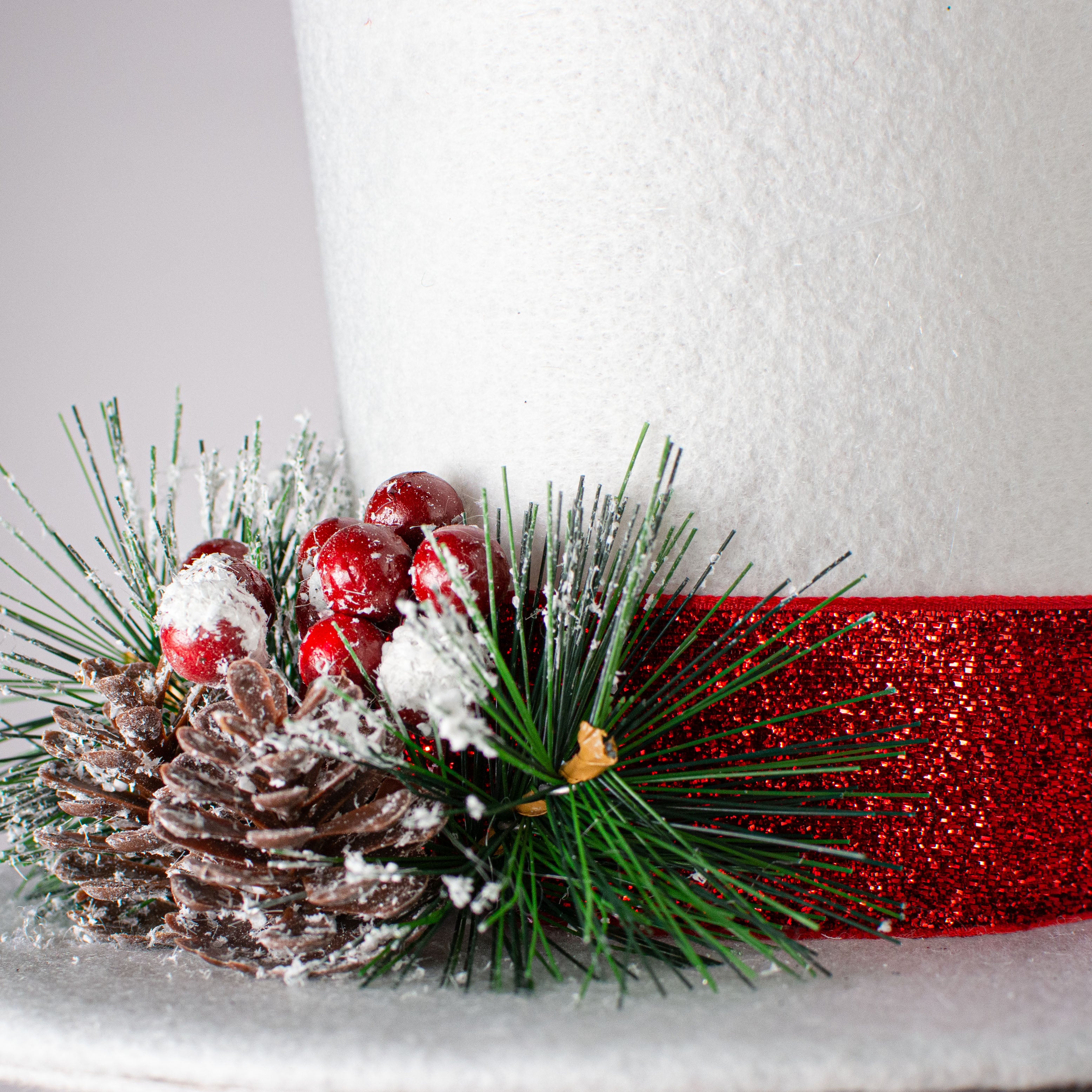 9" Hat With Trim Christmas Tree Topper: White detail photo 3