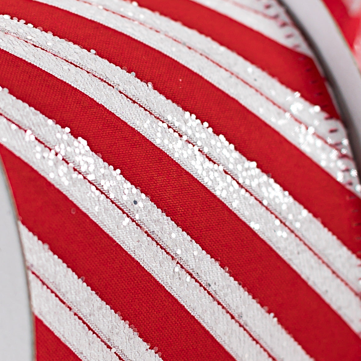 2.5" Hex Glitter Satin Candy Cane Stripes Ribbon (10 Yards) detail photo 3