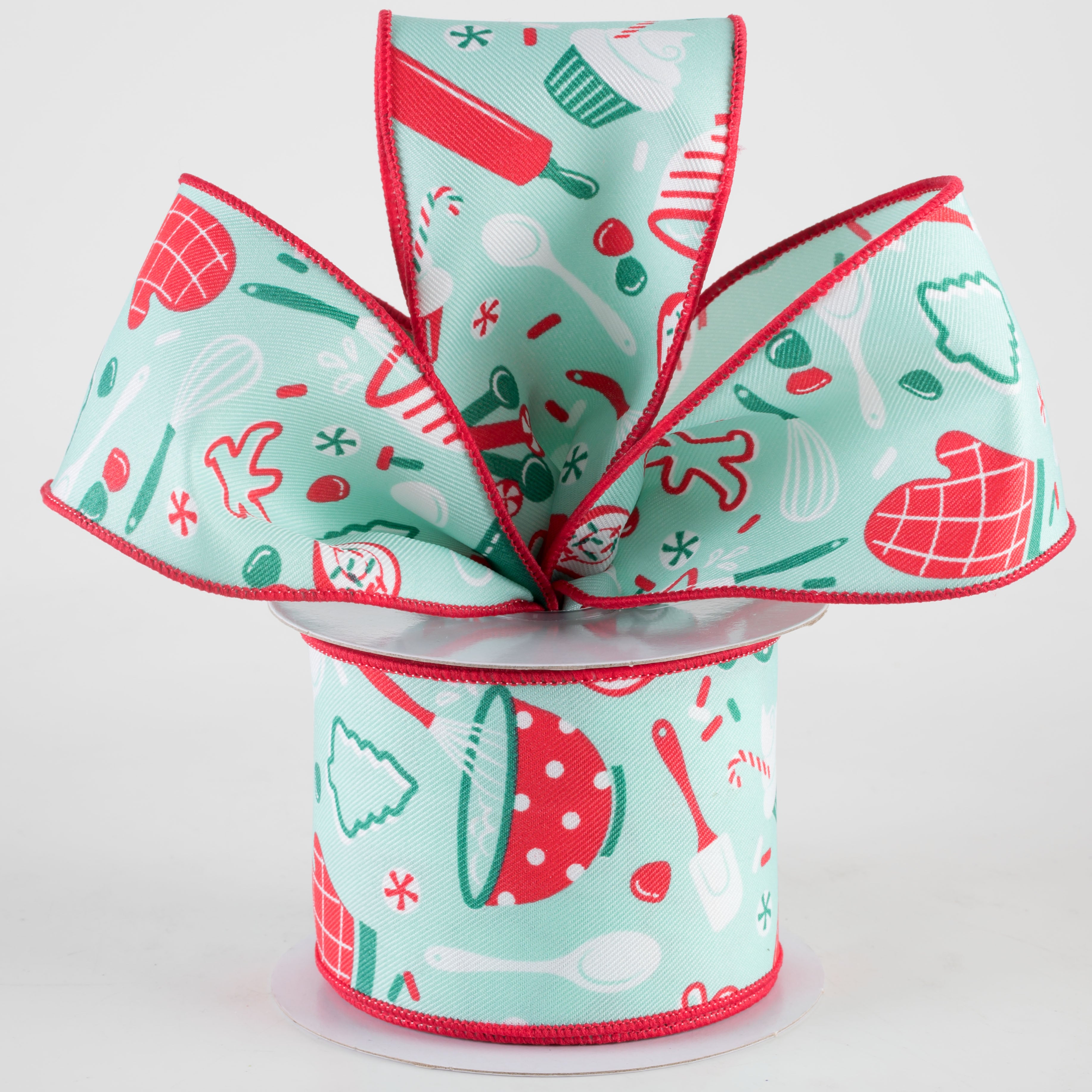 2.5" Holiday Baking Ribbon: Jade Mint Green (10 Yards) Lifestyle Photo