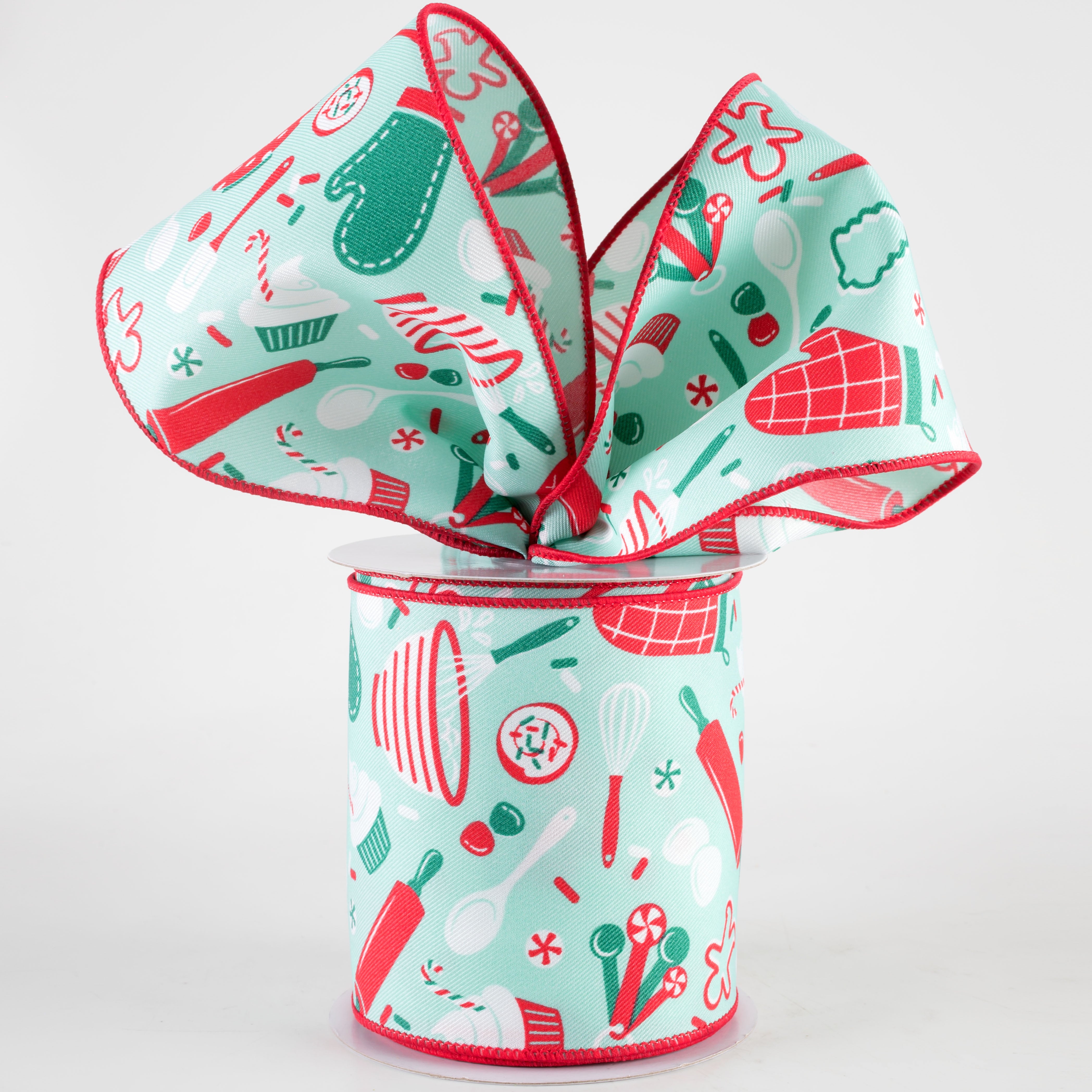 4" Holiday Baking Ribbon: Jade Mint Green (10 Yards) Lifestyle Photo