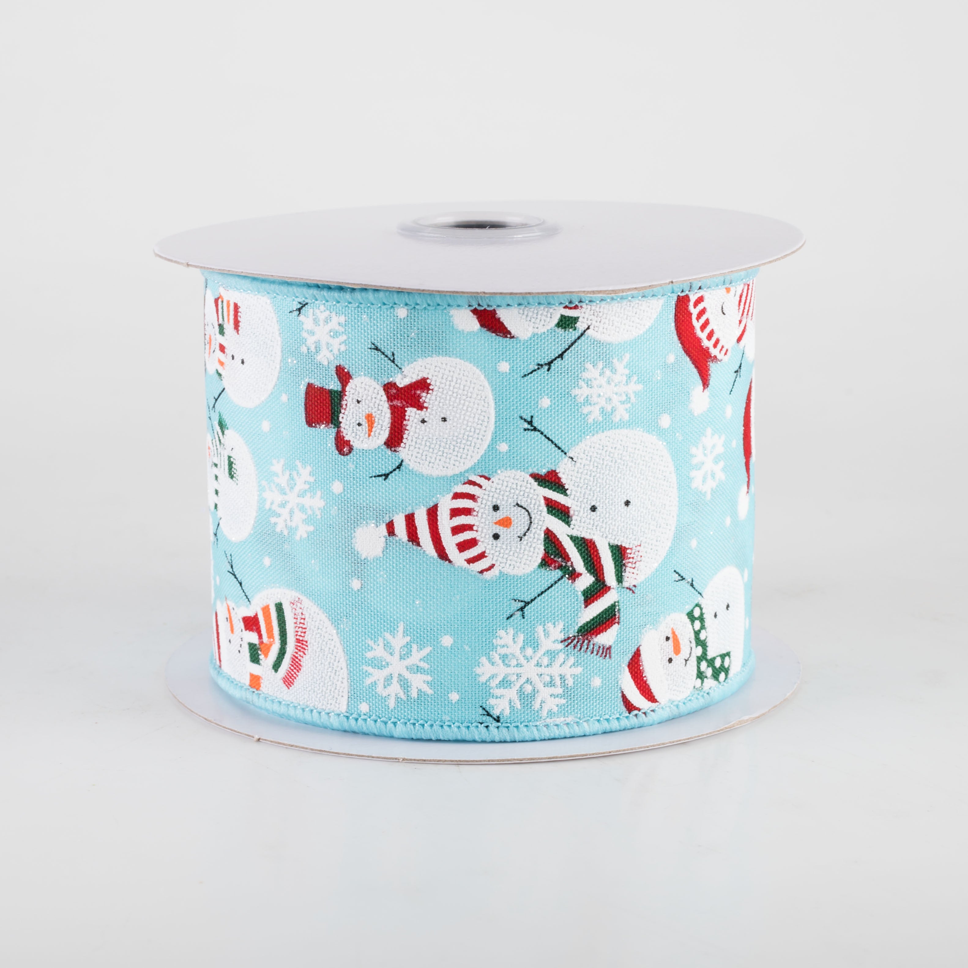 2.5" Holiday Snowmen Ribbon: Turquoise Blue (10 Yards)