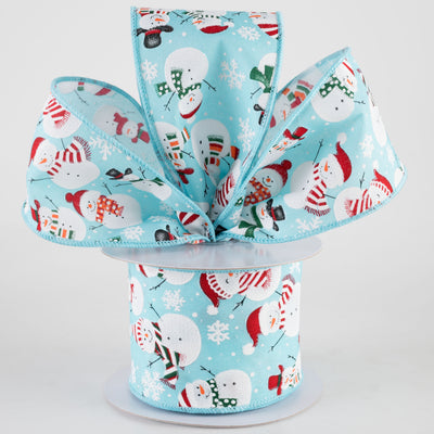 2.5" Holiday Snowmen Ribbon: Turquoise Blue (10 Yards) Lifestyle Photo