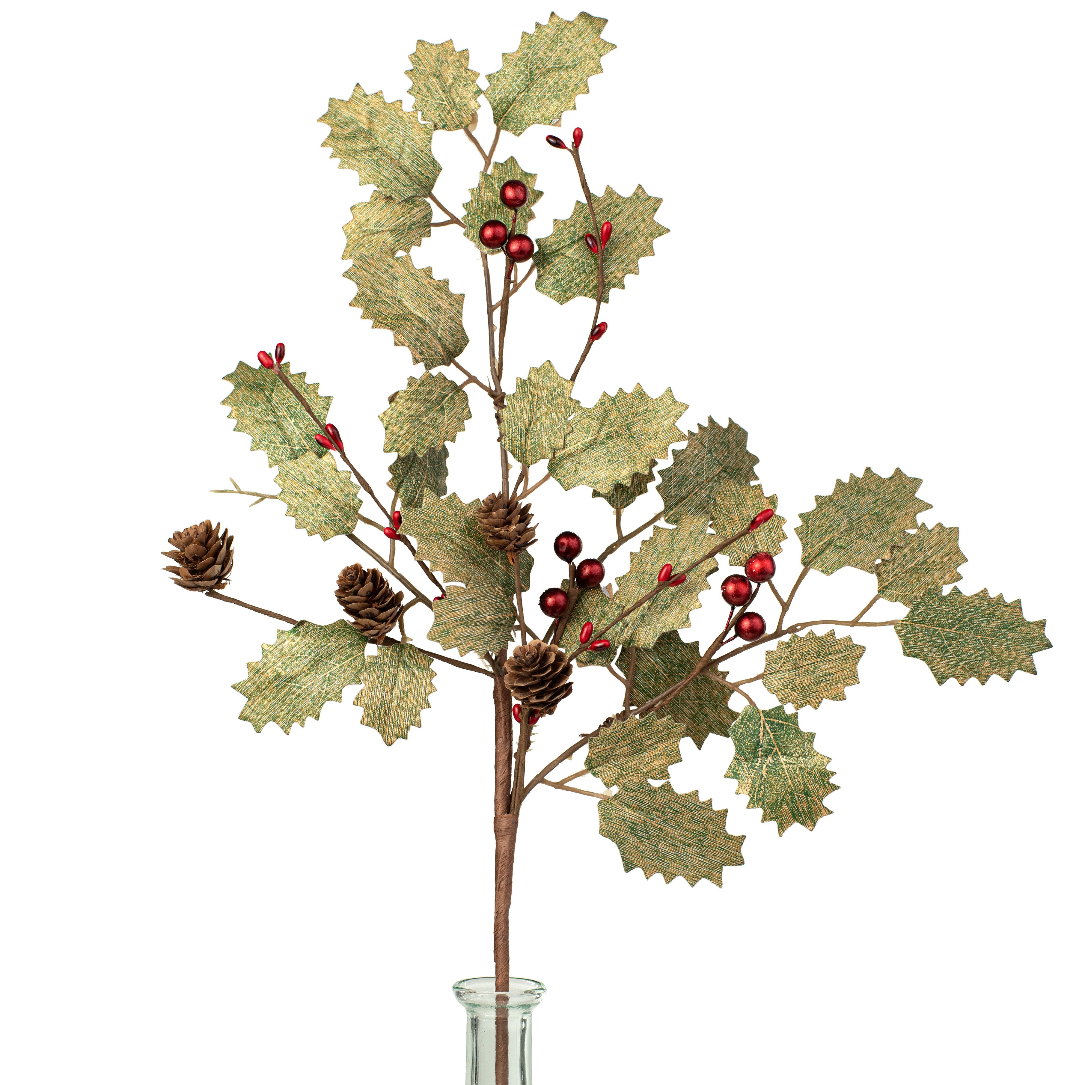21" Holly Berry Pinecone Spray Item Number: 104319