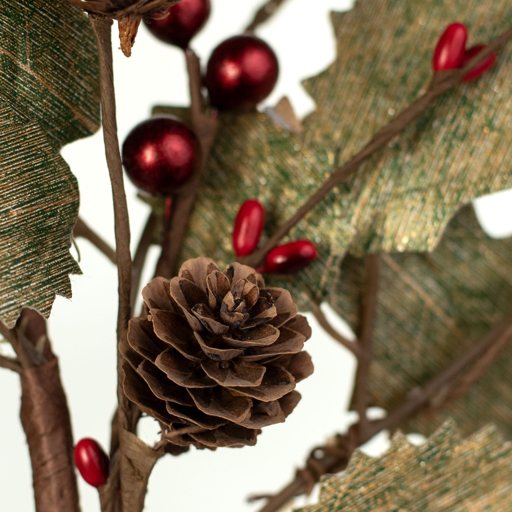 21" Holly Berry Pinecone Spray Lifestyle Photo