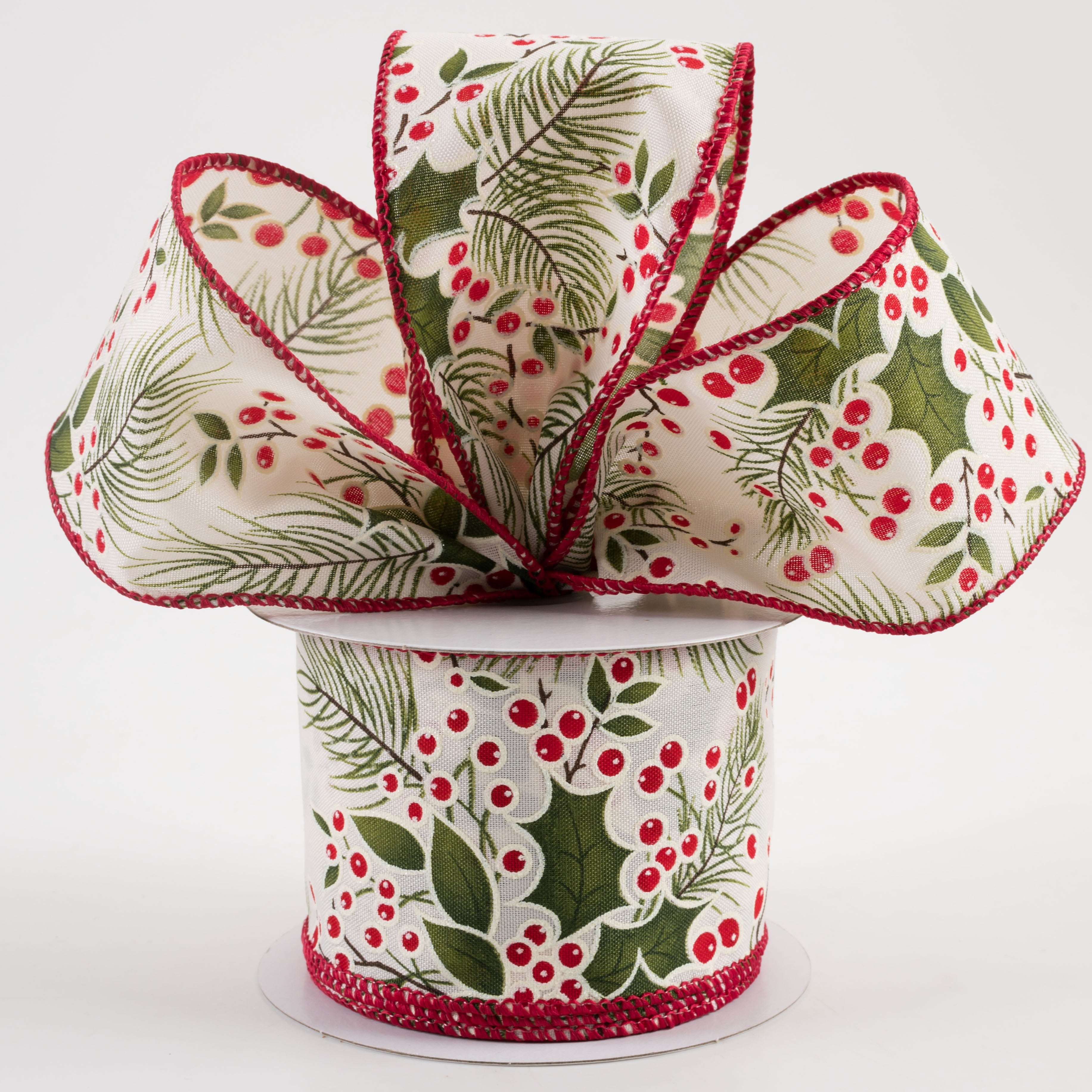 2.5" Holly Berry Ribbon: Red (10 Yards) Lifestyle Photo