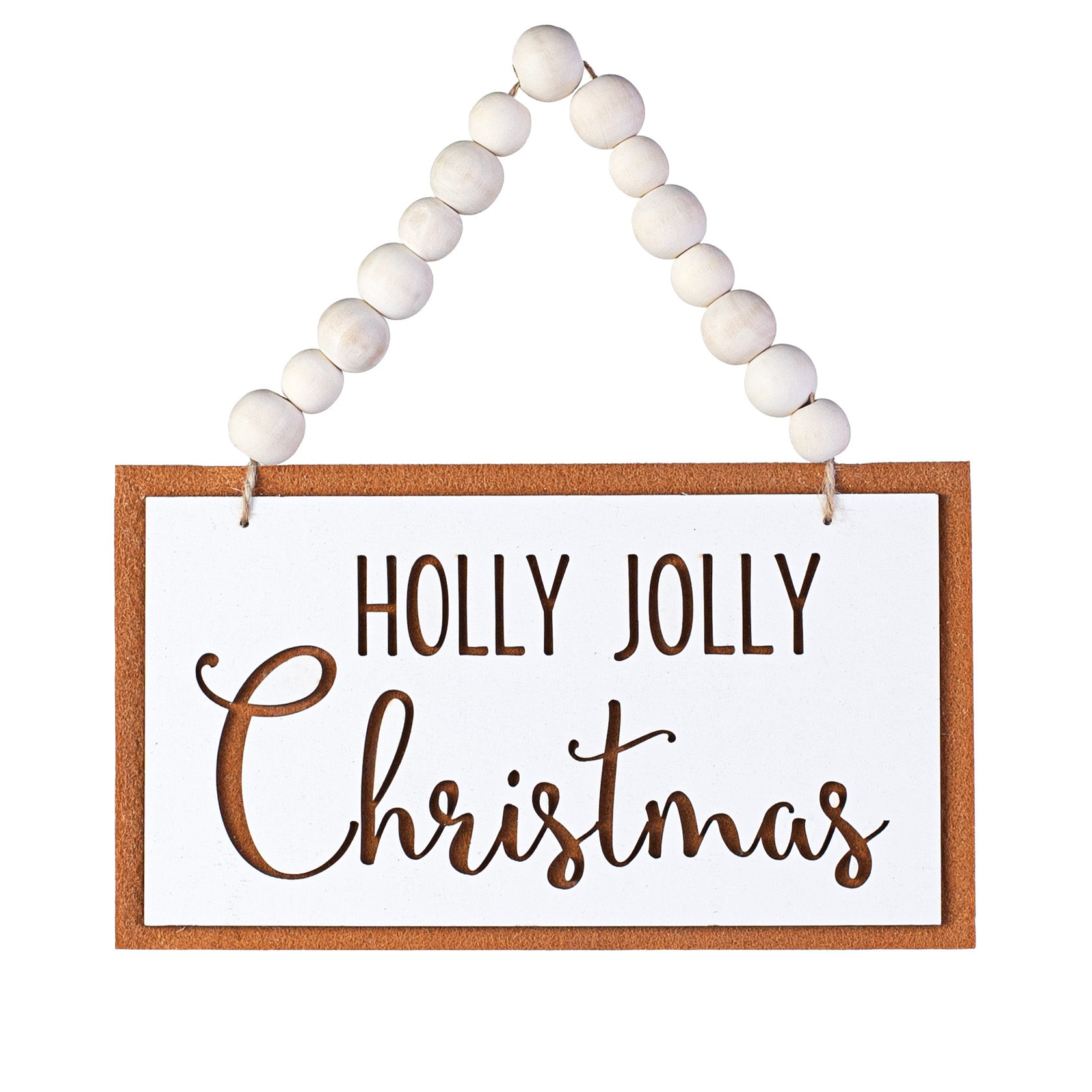 8.5" Holly Jolly Christmas Wood Bead Sign Item Number: 85536BNWT