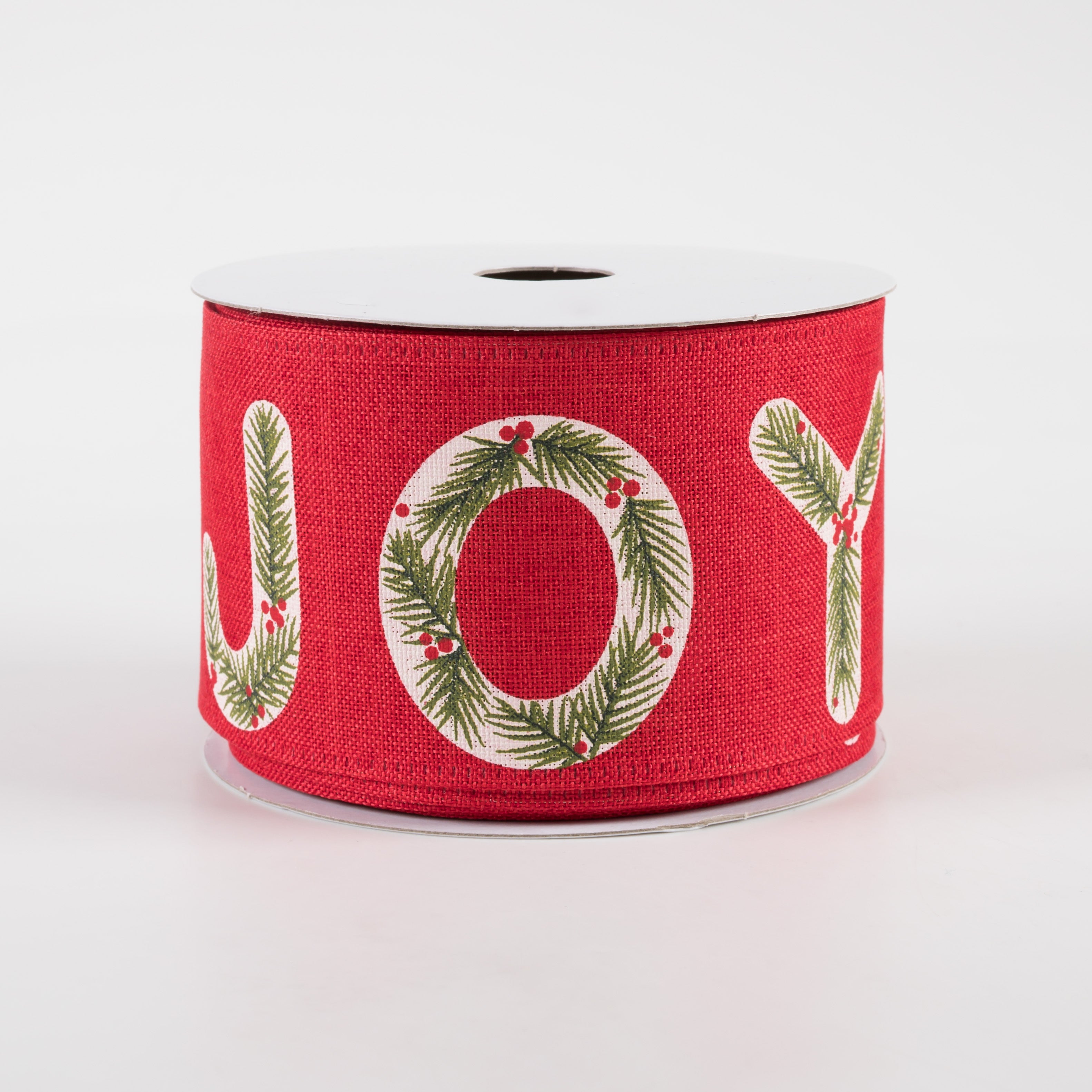 2.5" Holly Joy Linen Ribbon: Red (10 Yards) Item Number: 75229-40-07