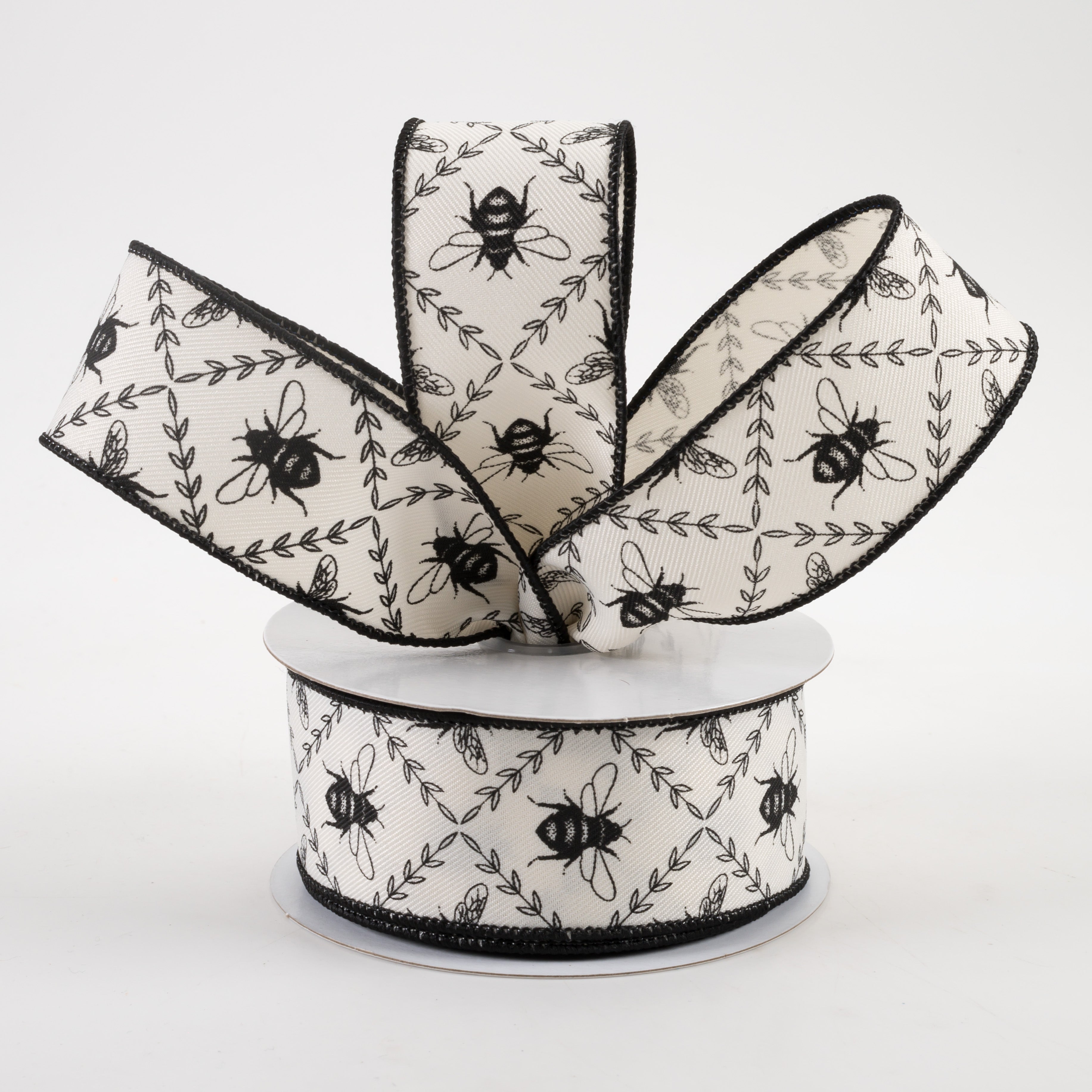 1.5" Honey Bee Trellis Ribbon: Ivory (10 Yards) Lifestyle Photo