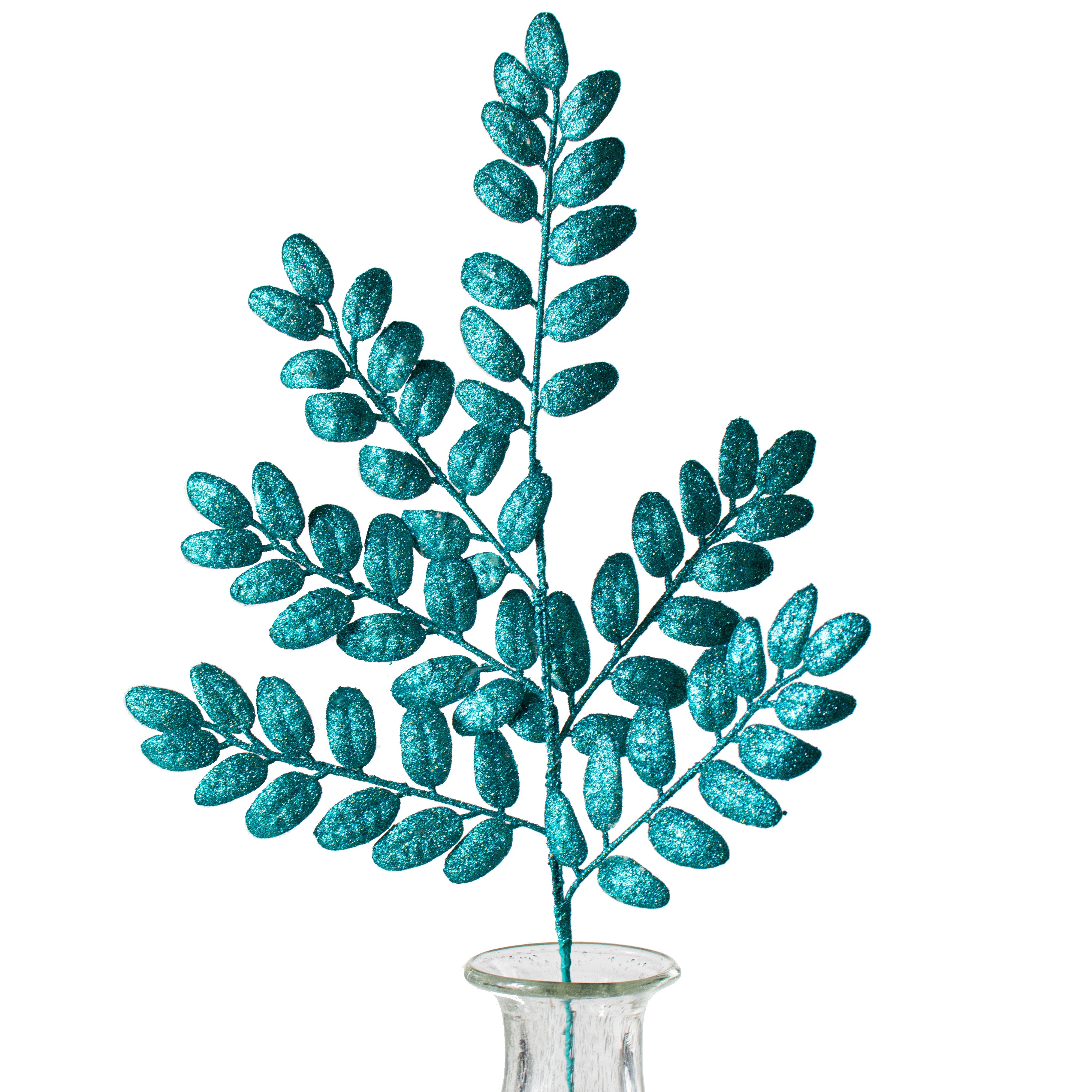22" Honey Locust Leaf Glitter Spray: Aquamarine Blue Item Number: 262297