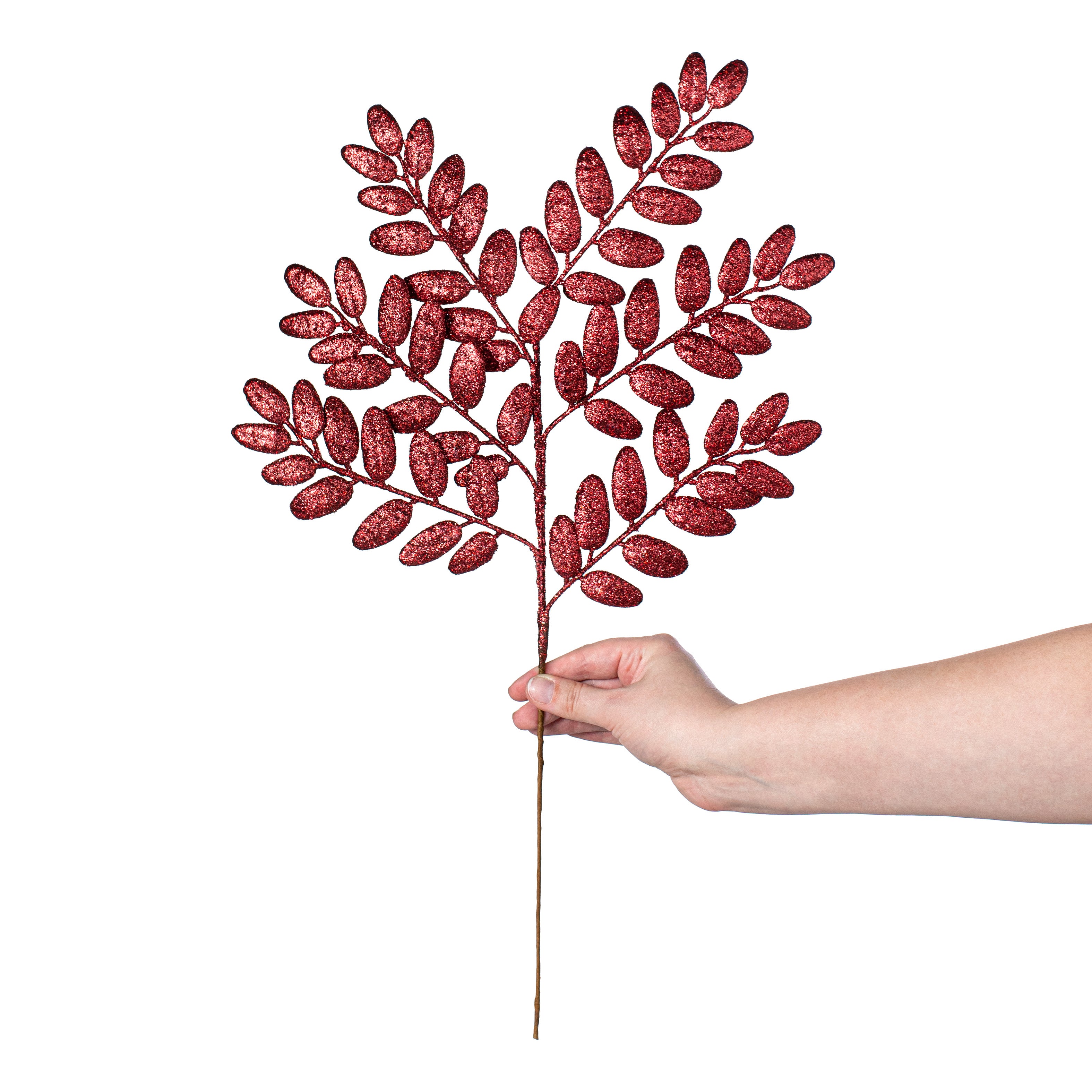 22" Honey Locust Leaf Glitter Spray: Merlot Burgundy detail photo 3