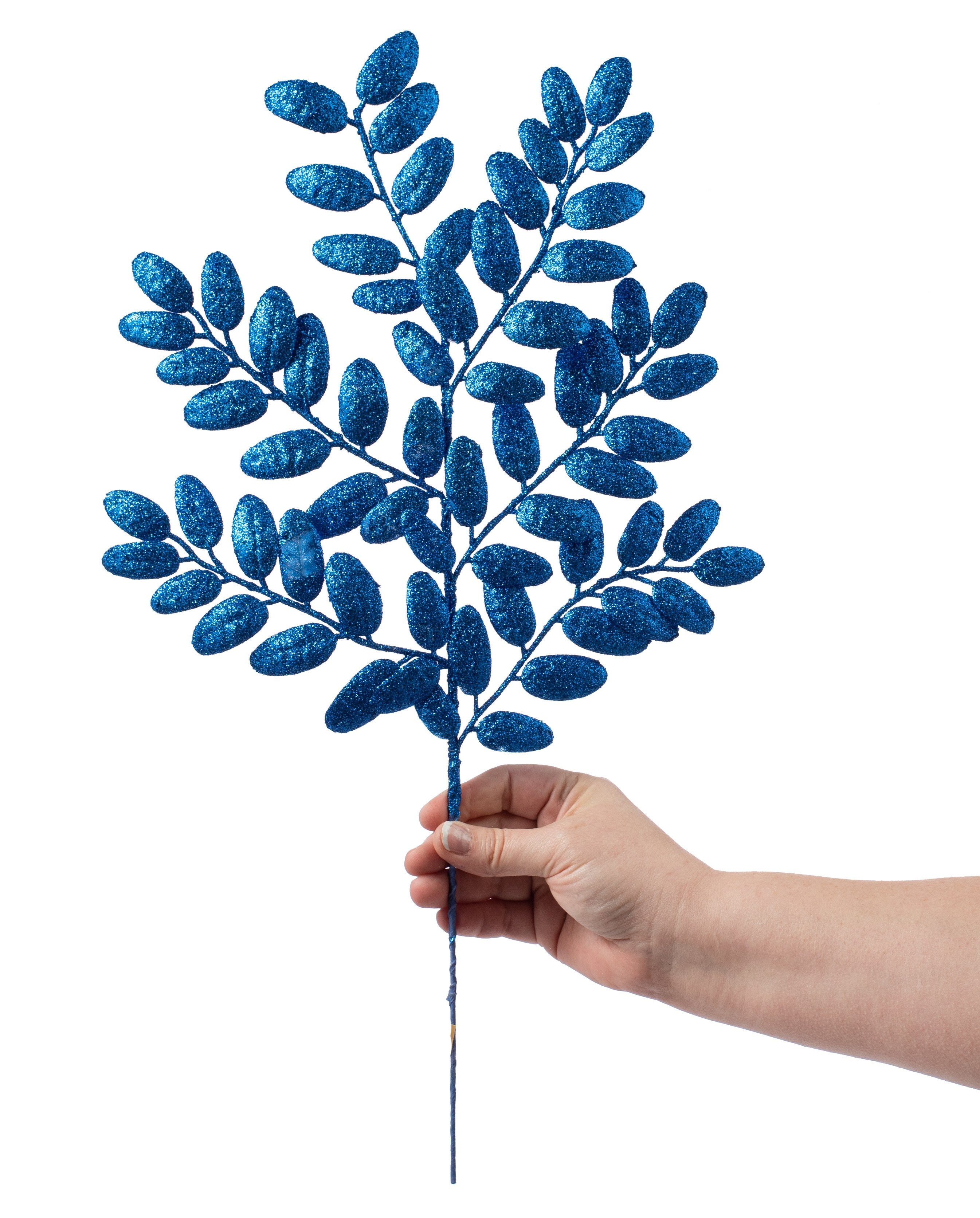 22" Honey Locust Leaf Glitter Spray: Royal Blue Lifestyle Photo
