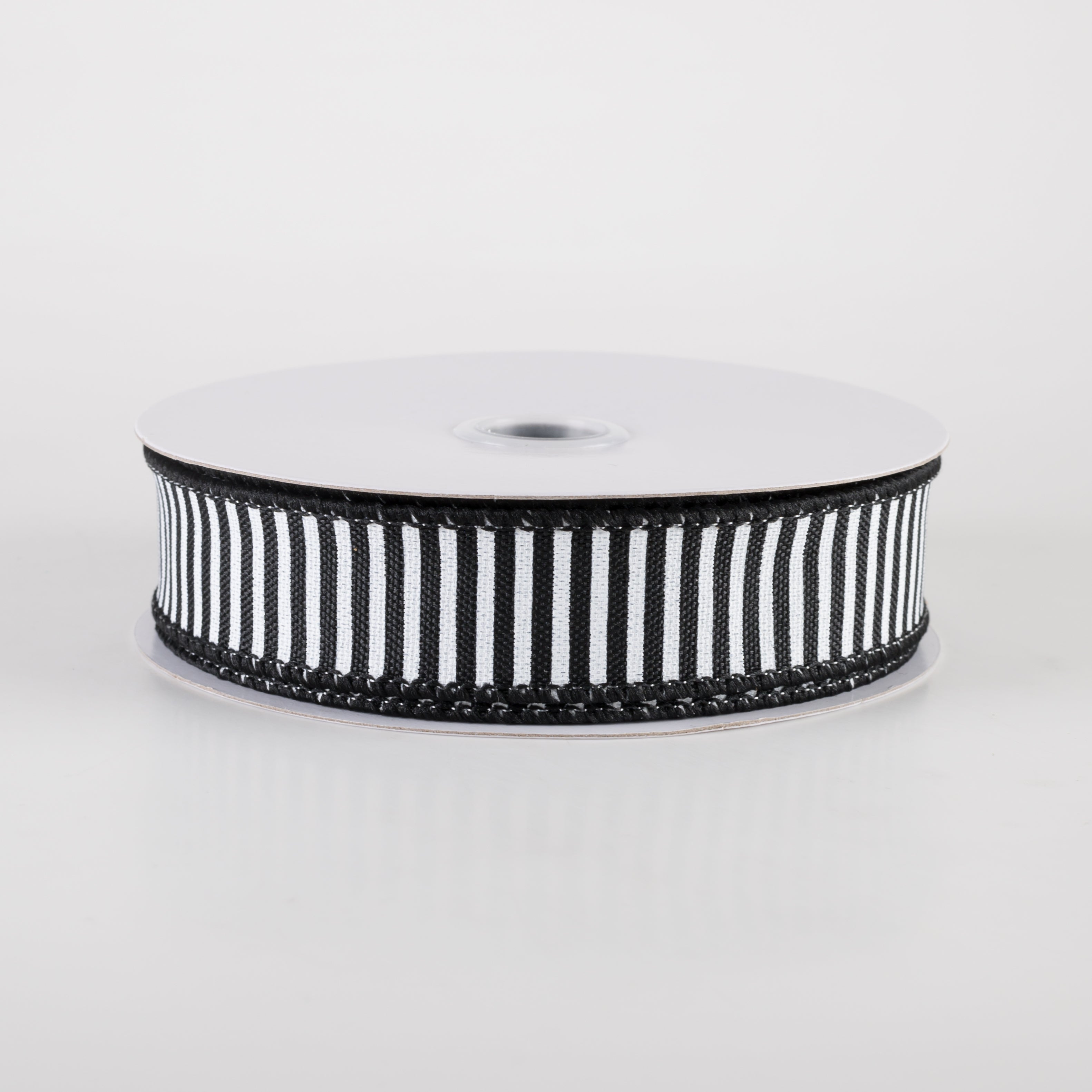 7/8" Horizontal Thin Stripes Ribbon: Black & White (10 Yards)
