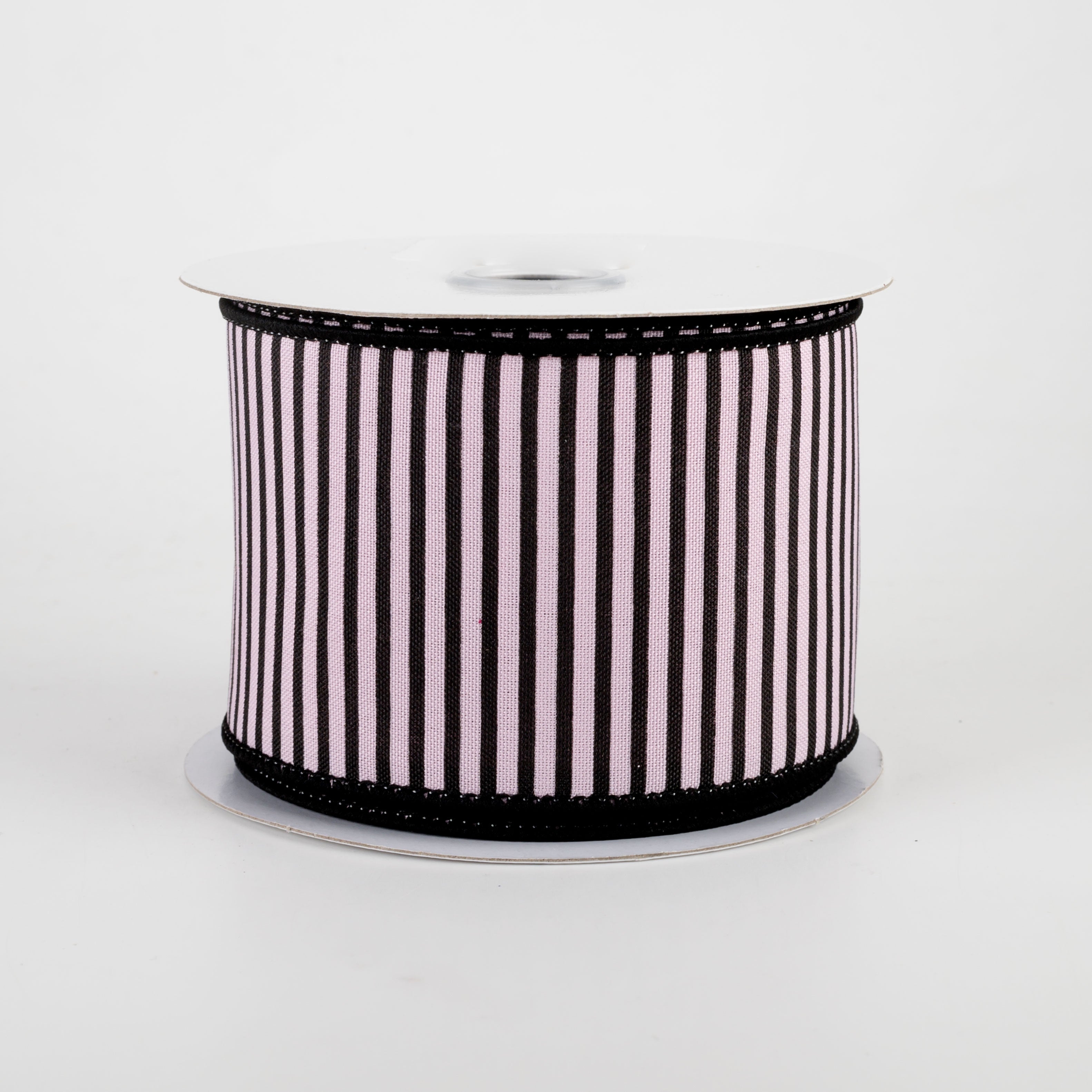 2.5" Horizontal Thin Stripes Ribbon: Light Pink & Black (10 Yards)