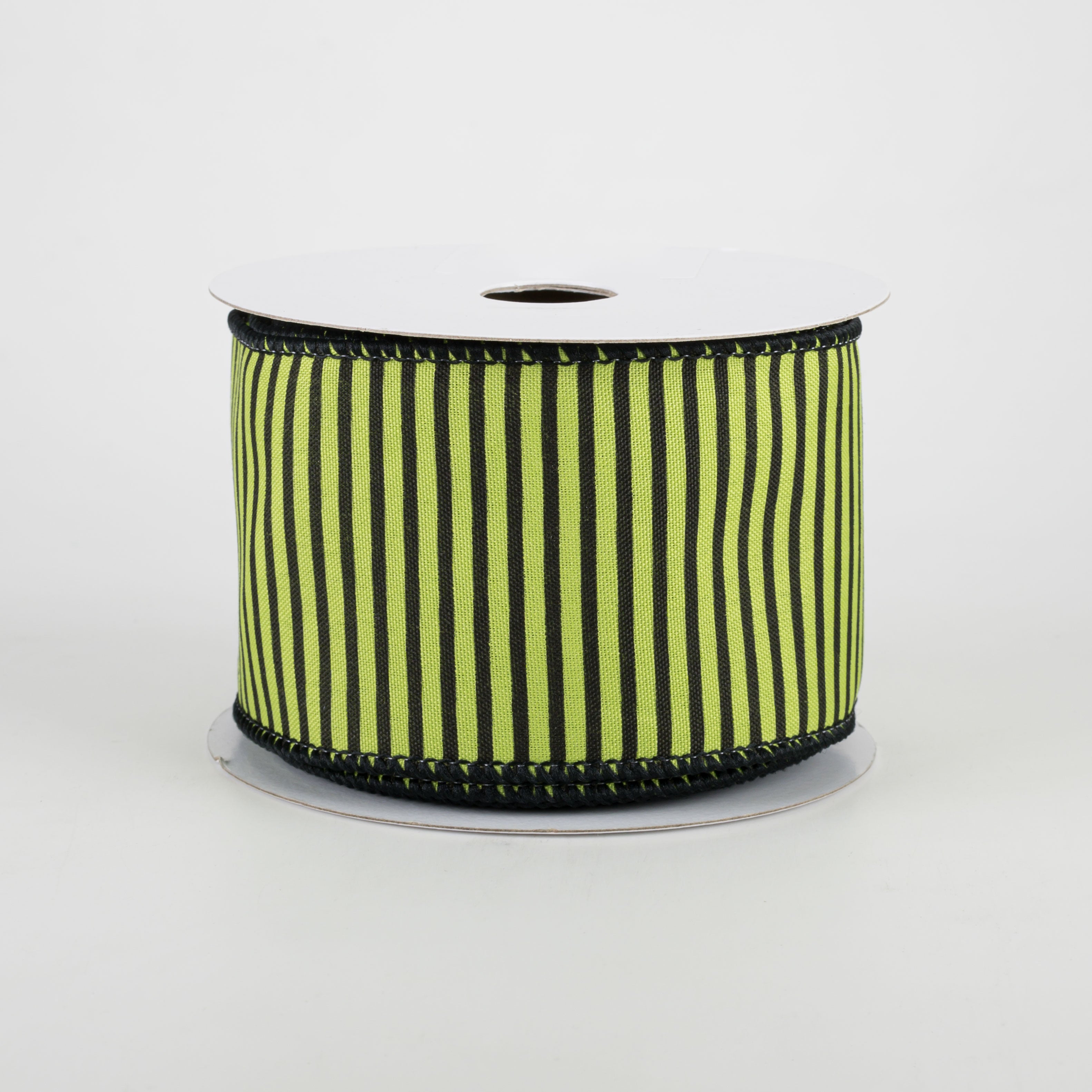 2.5" Horizontal Thin Stripes Ribbon: Lime Green & Black (10 Yards)