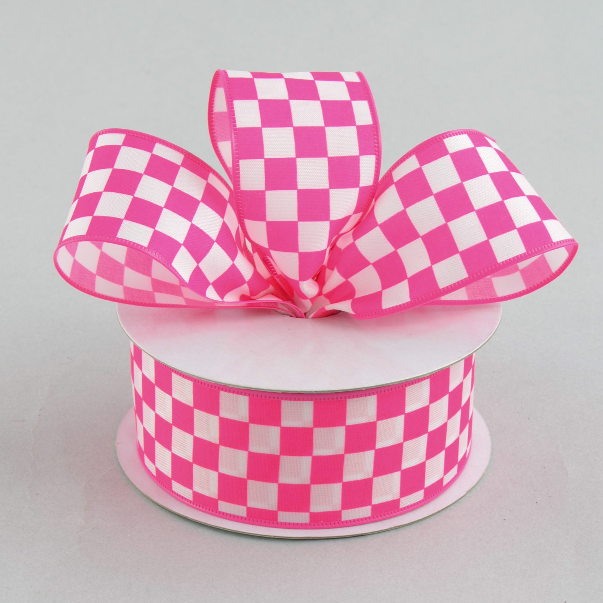 1.5" Hot Pink and White Check Ribbon (10 Yards) Lifestyle Photo